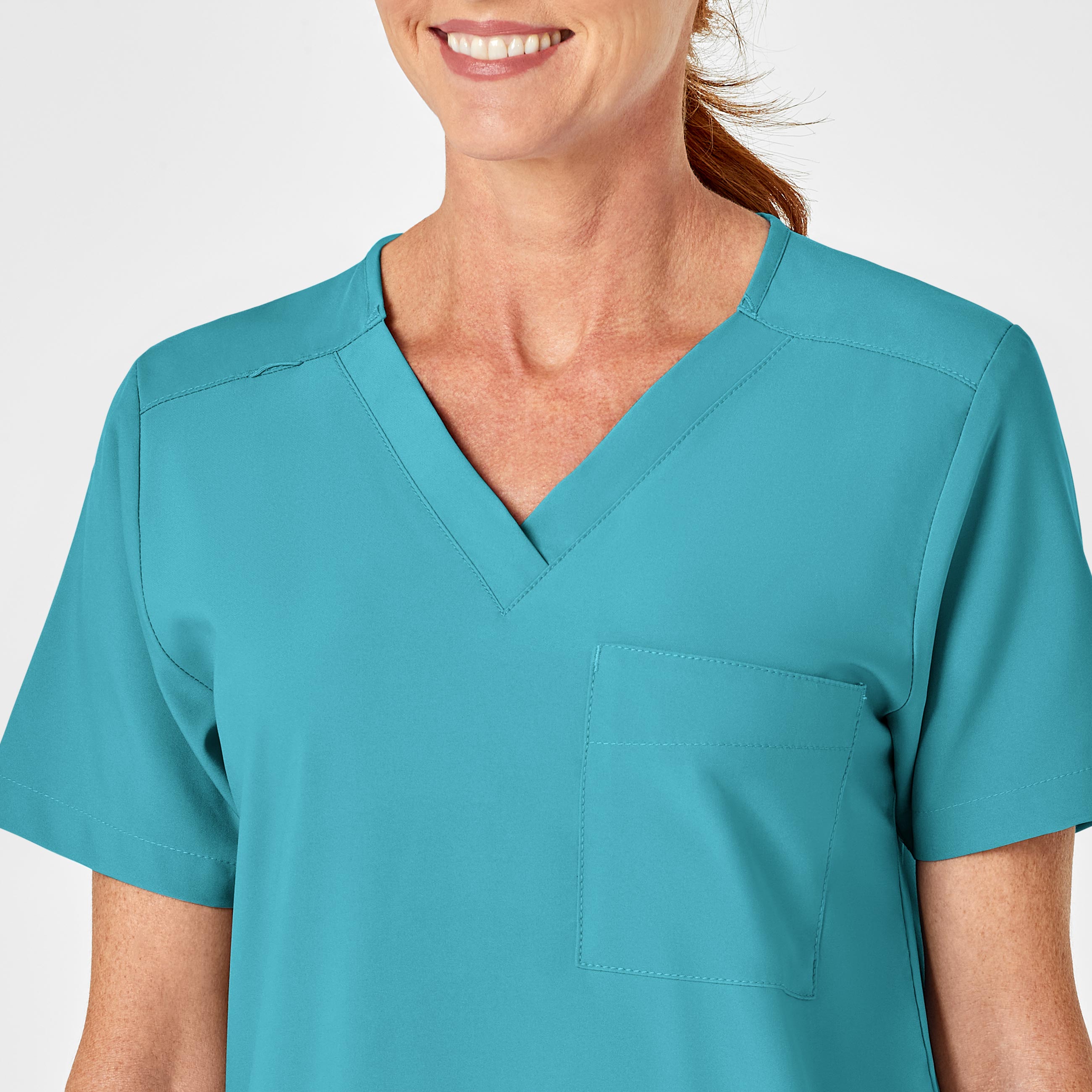 W123 6855 Unisex 4 Pocket Utility Scrub Top Teal Blue