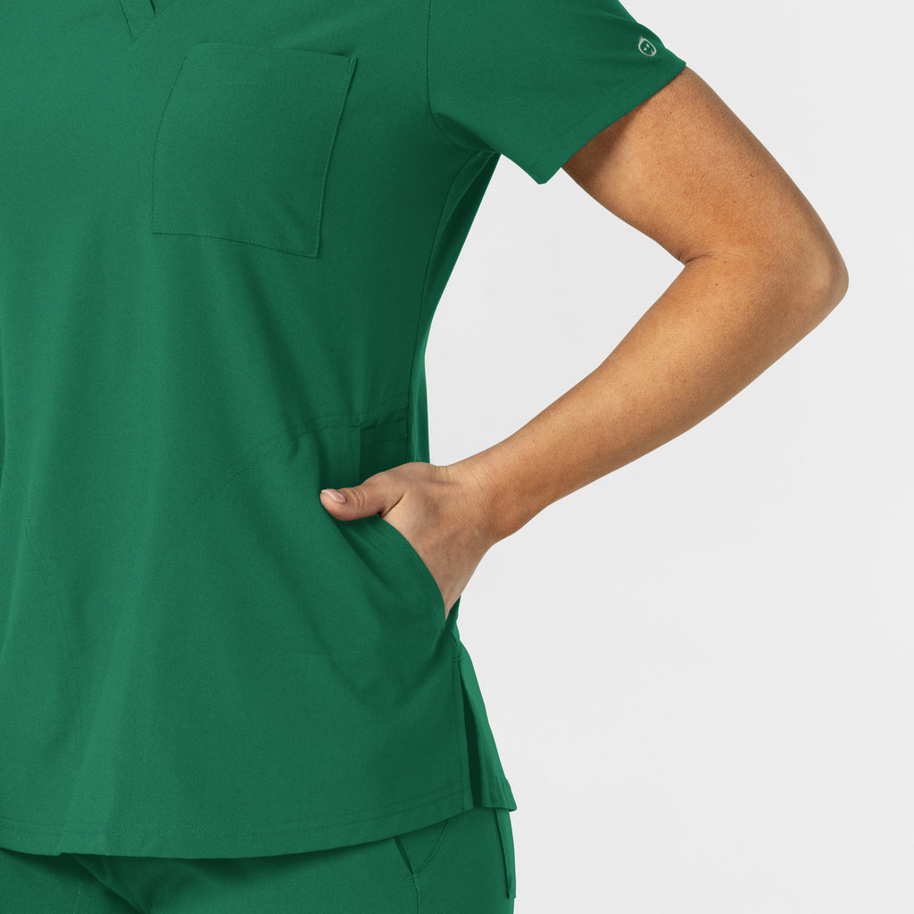 W123 6045 Flex-n-Reach V-Neck Scrub Top Hunter
