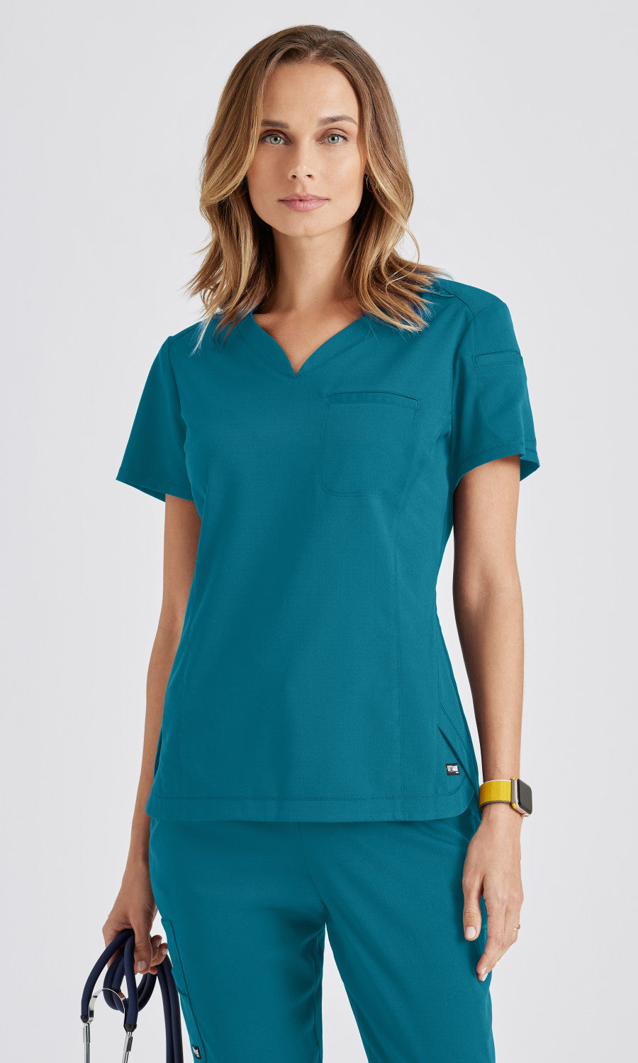 Grey's Anatomy Stretch GRST136 Capri Tuck-in Scrub Top Bahama