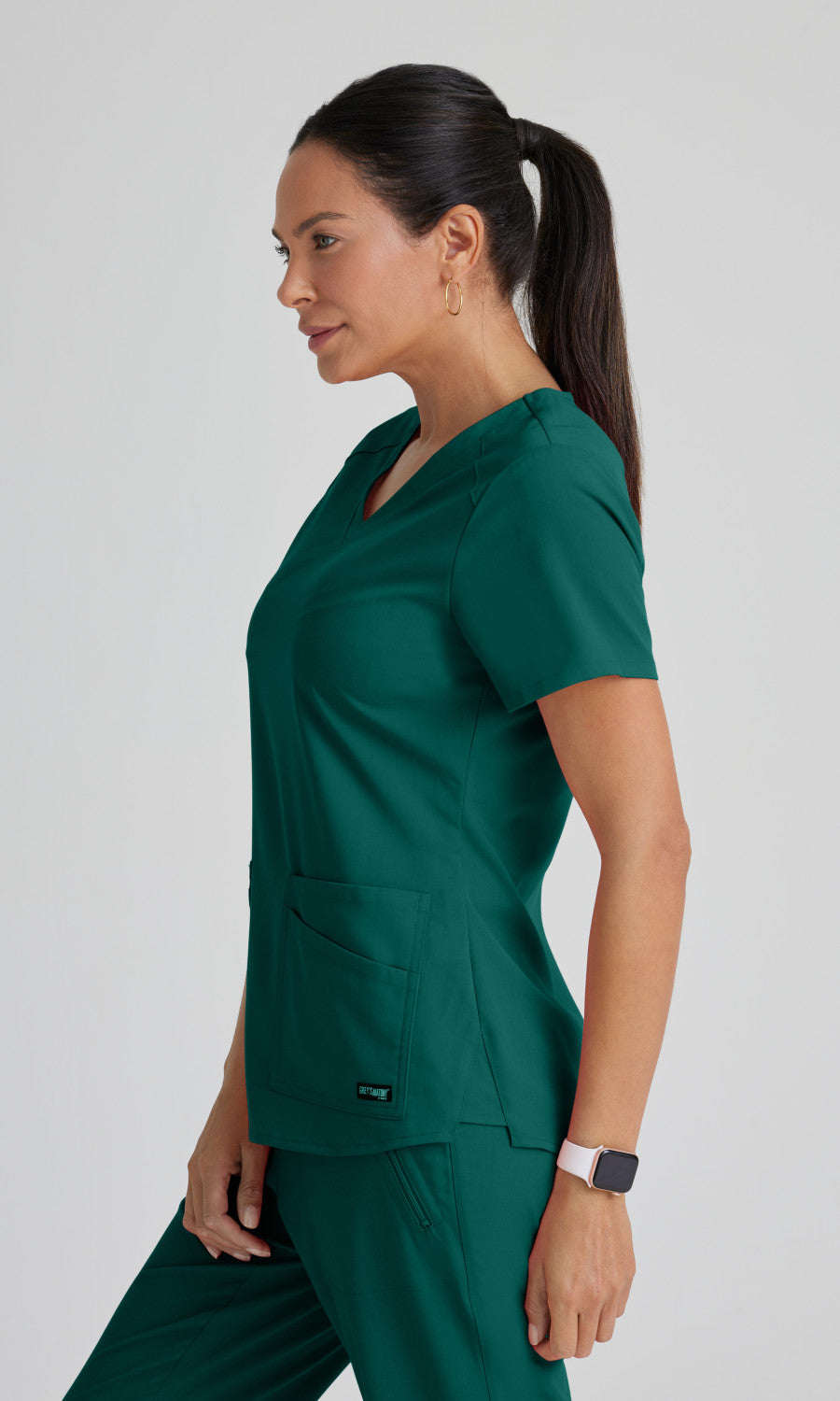 Grey's Anatomy Stretch GRST011 Emma Scrub Top Hunter Green