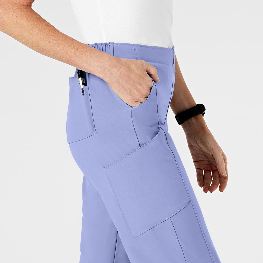 W123 5155 Flat Front Cargo Scrub Pants Ceil Blue
