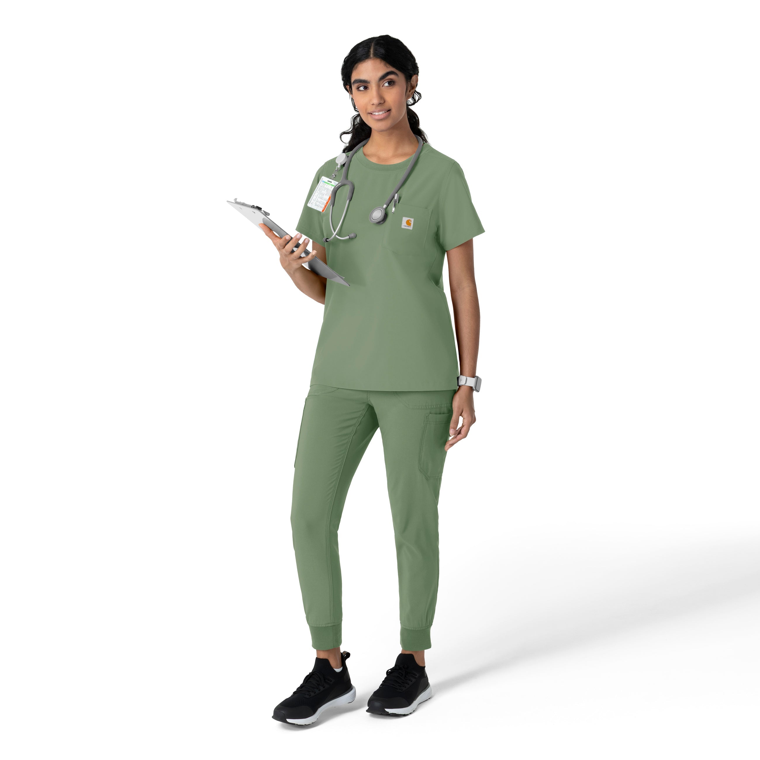 Force Cross-Flex C13510 Women's Crew Neck Scrub Top Green Slate
