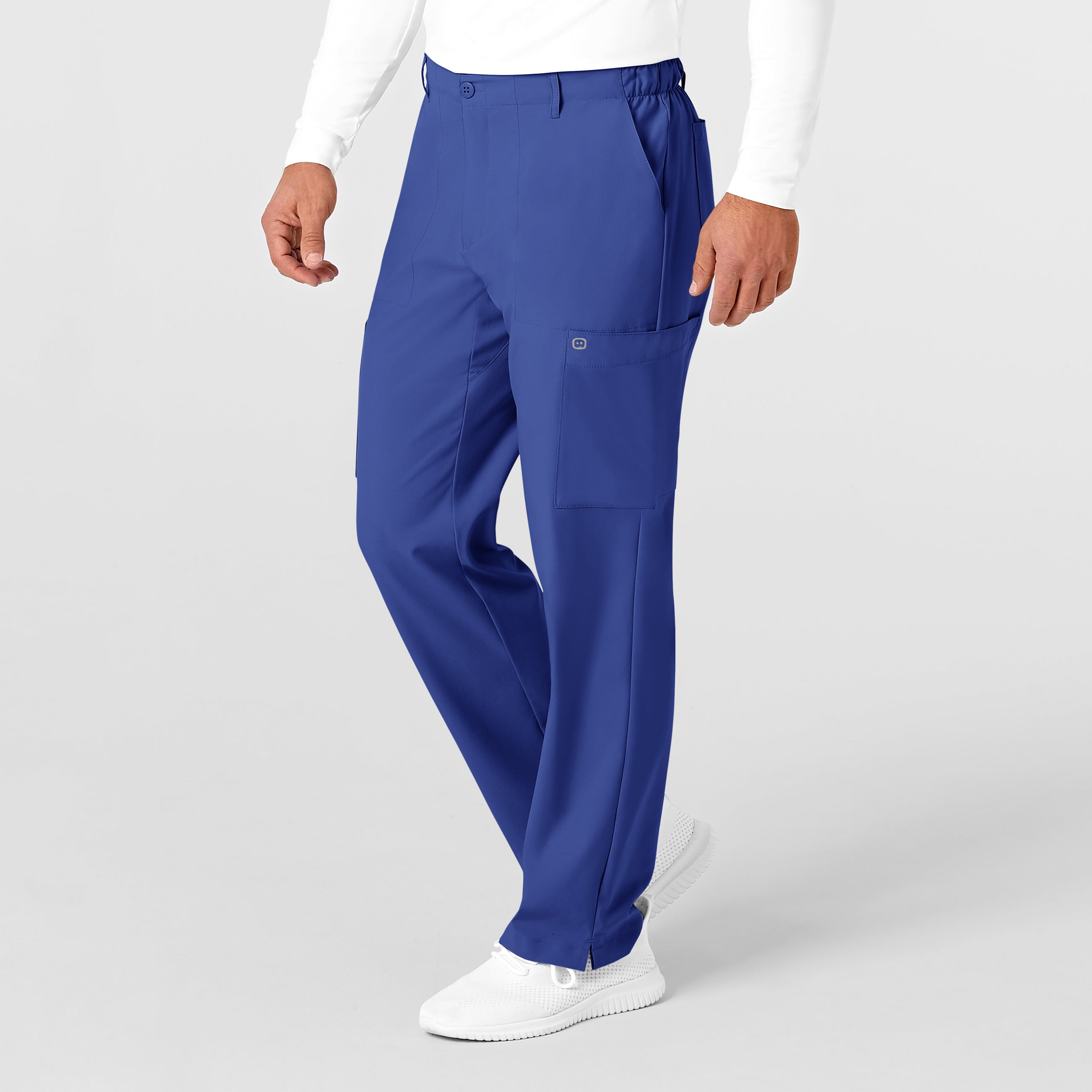W123 5355 Men's Flat Front Cargo Scrub Pants Galaxy Blue