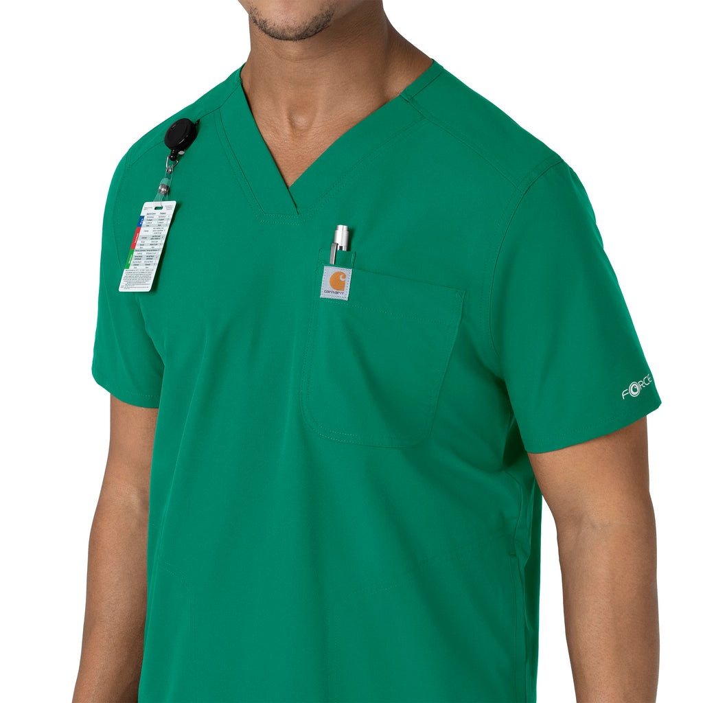 Force Essentials C16113 Men's V-Neck Shirttail Scrub Top Hunter