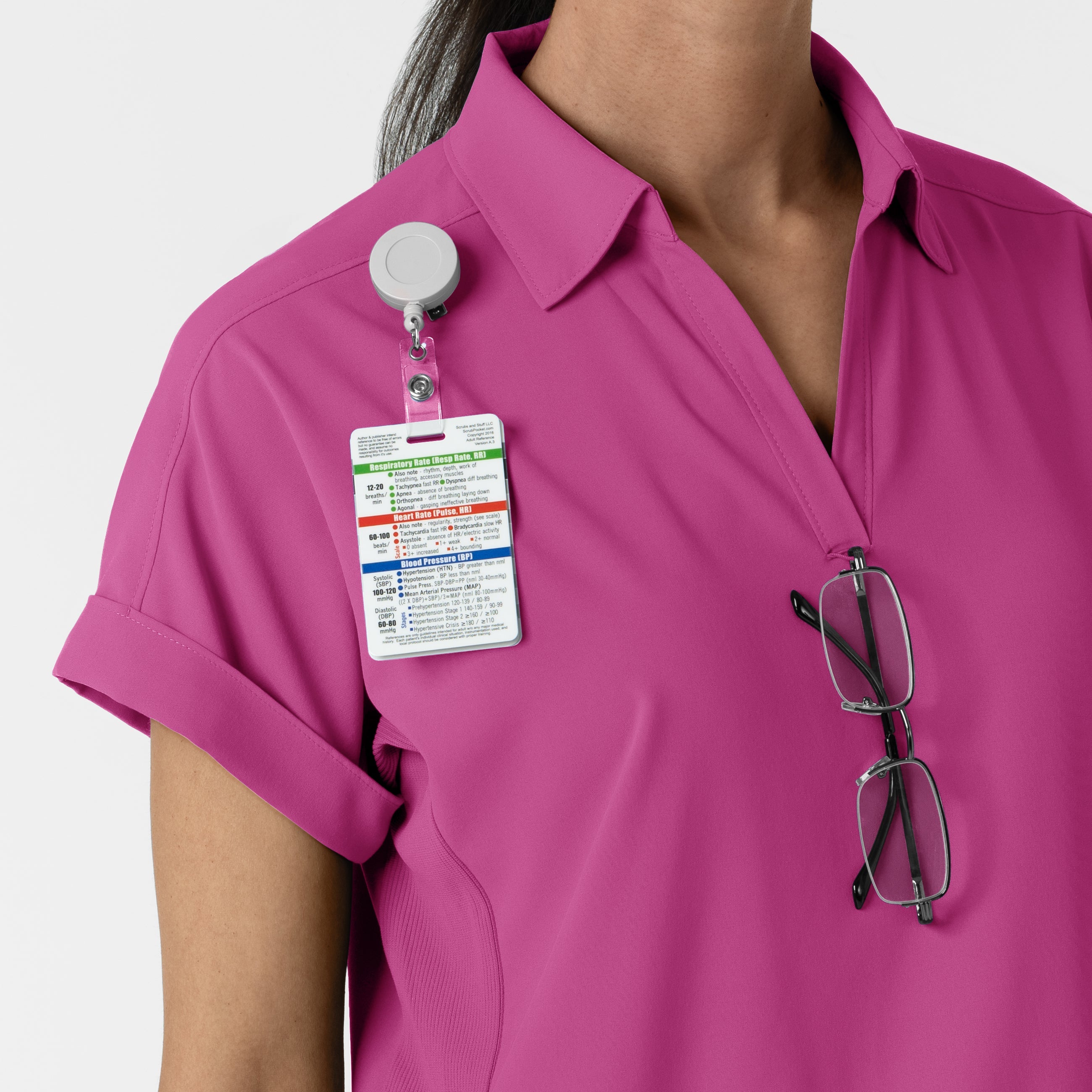 RENEW 6934 Women’s Flex-n-Reach Collared Scrub Top Raspberry