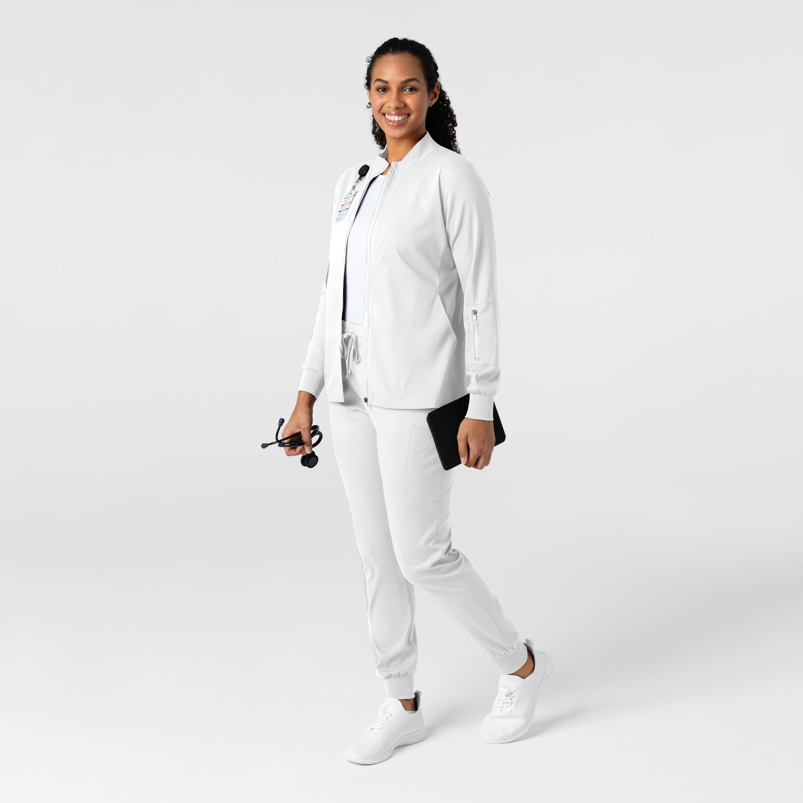 Boundless 8151 Warm Up Scrub Jacket White