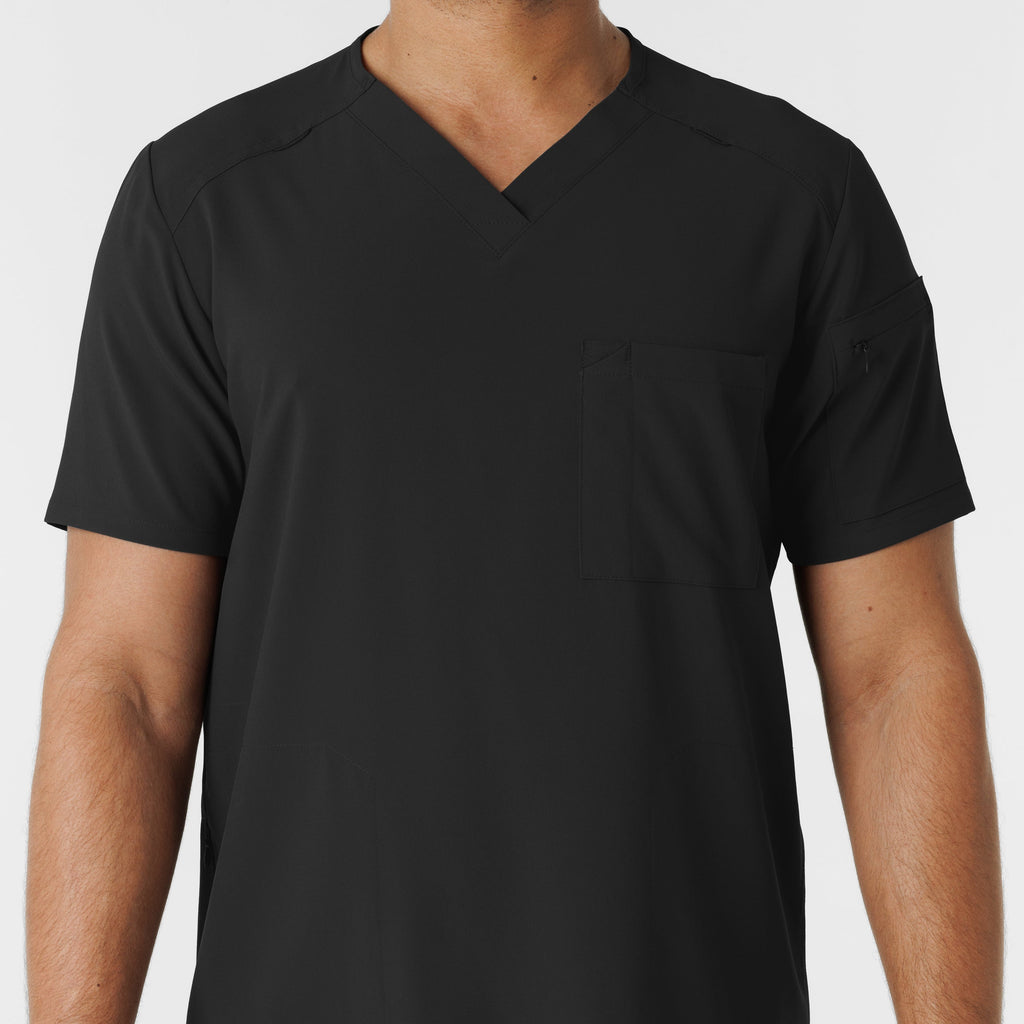 RENEW 6834 Men's V-Neck 5 Pocket Scrub Top Black