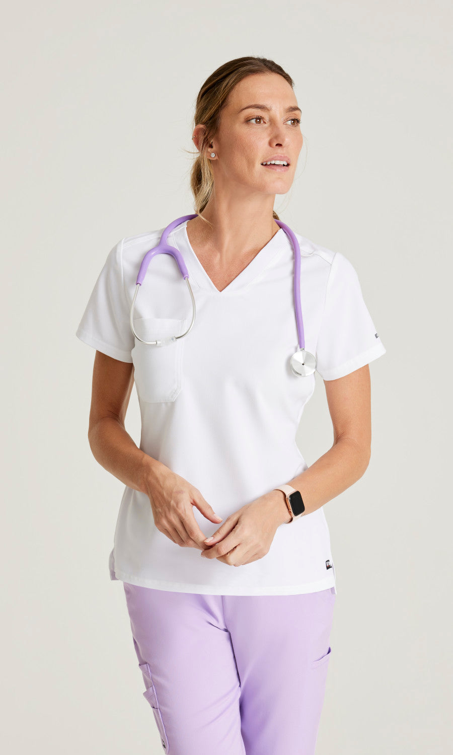 Grey's Anatomy Stretch GVST028 Bree Scrub Top White