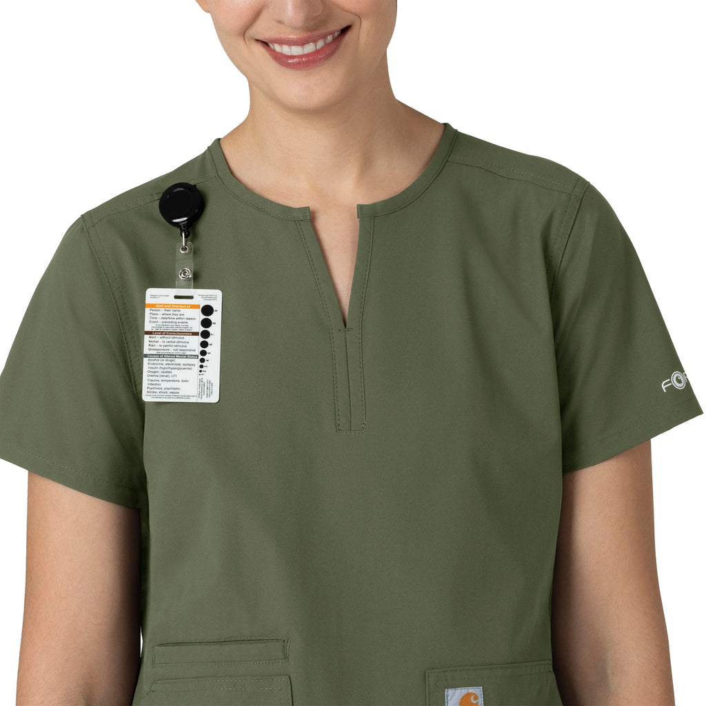 Force Essentials C12213 Notch Neck Tunic Scrub Top Olive