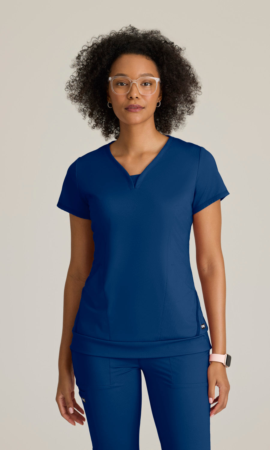 Grey's Anatomy Knits GRST250 Motivate Knit Scrub Top Indigo