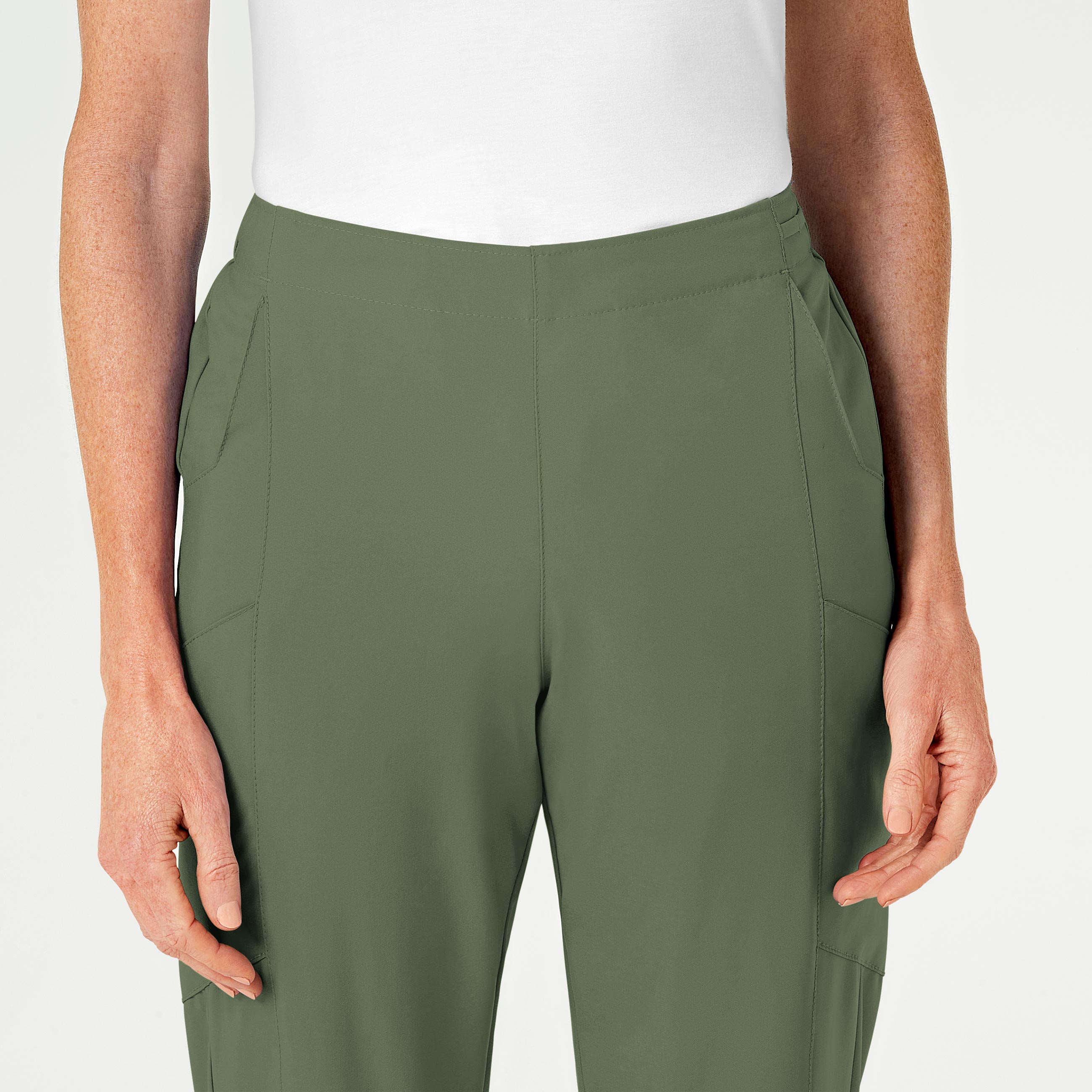 W123 5155 Flat Front Cargo Scrub Pants Olive