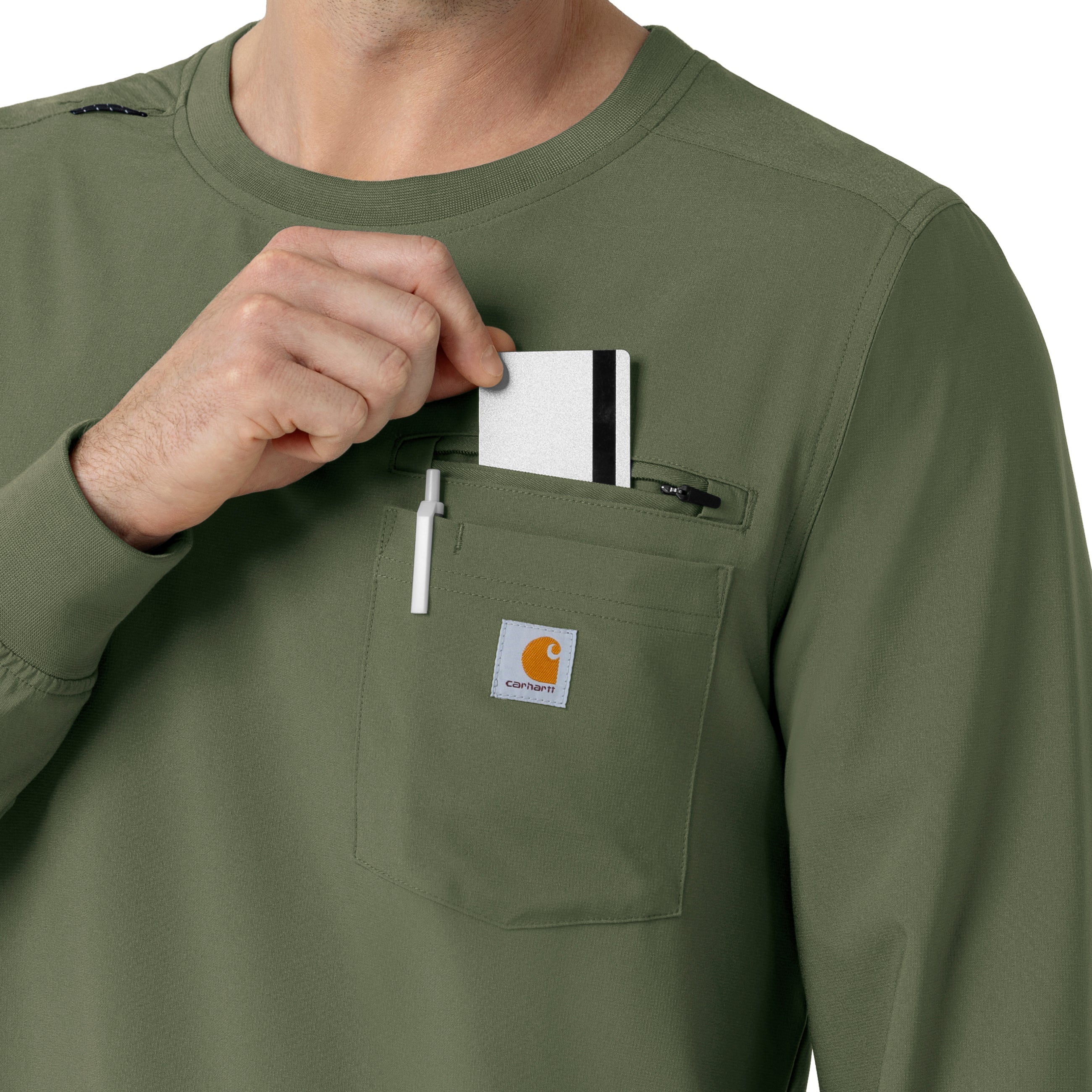 Force Cross-Flex C16610 Men's Crew Neck Long Sleeve Scrub Top Olive