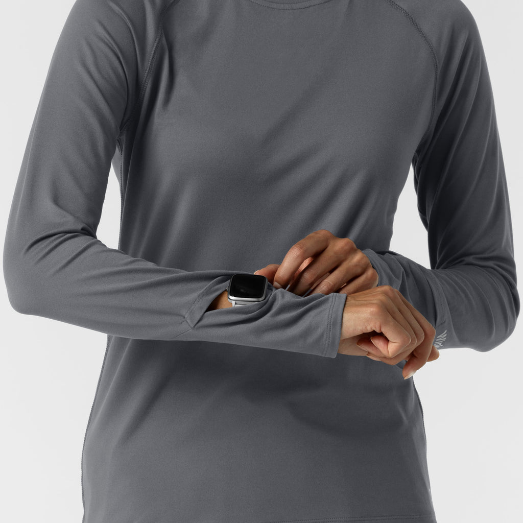 Layers 2139 Women's Watch Window Long Sleeve Underscrub Top Pewter