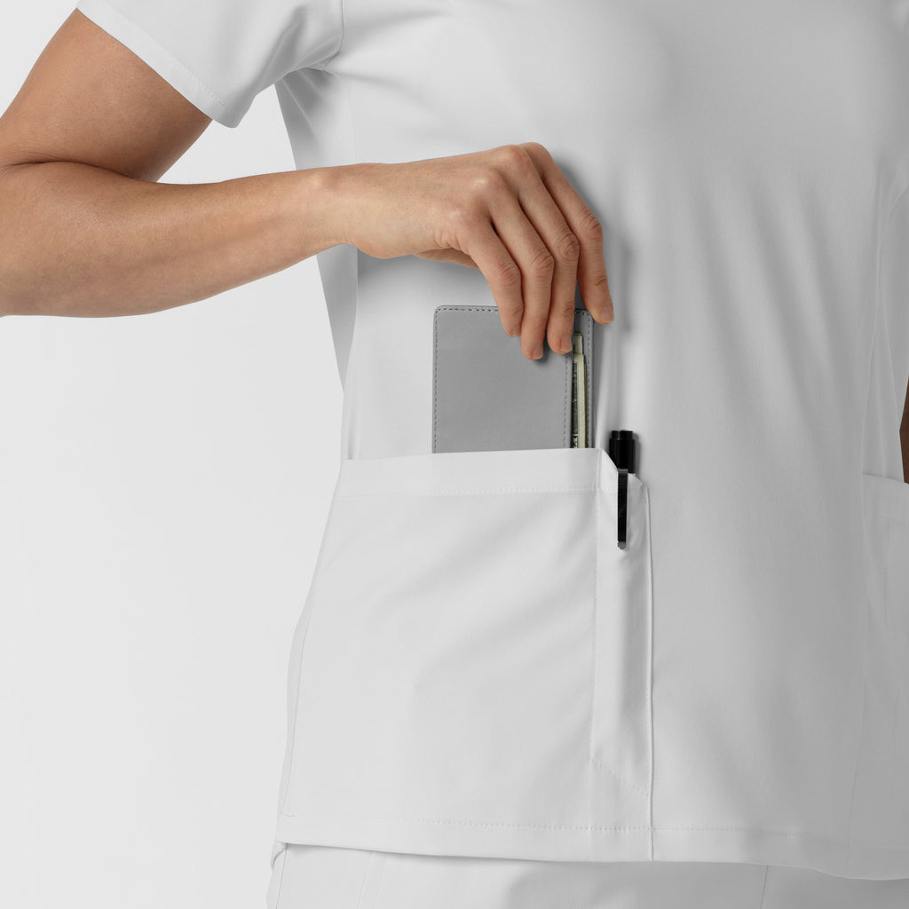 Boundless 6251 2-Pocket V-Neck Scrub Top White
