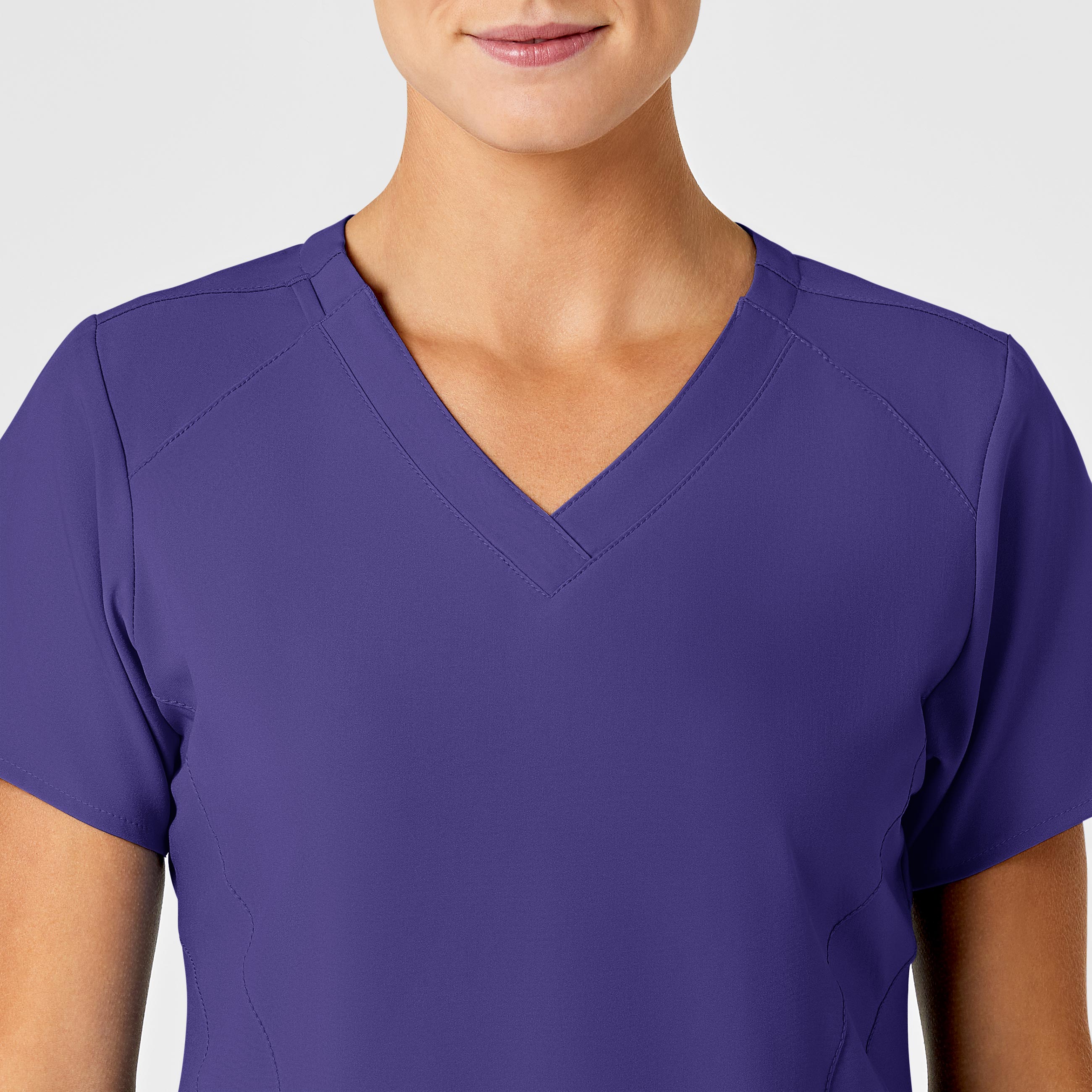 W123 6155 Stylized V-Neck Scrub Top Grape