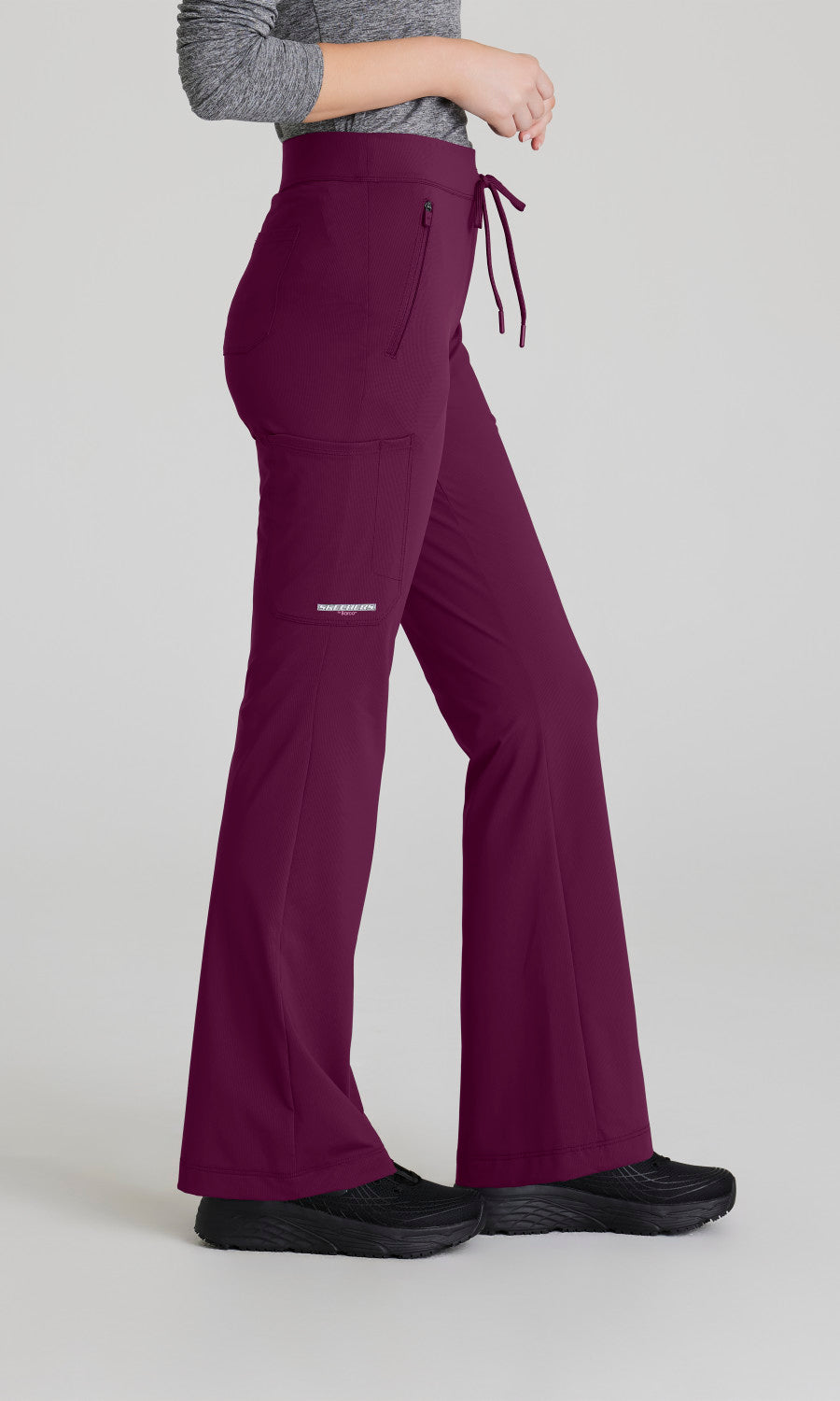 Skechers Slip-Ins Knits SKP656 Glide Knit Flare Scrub Pants Wine