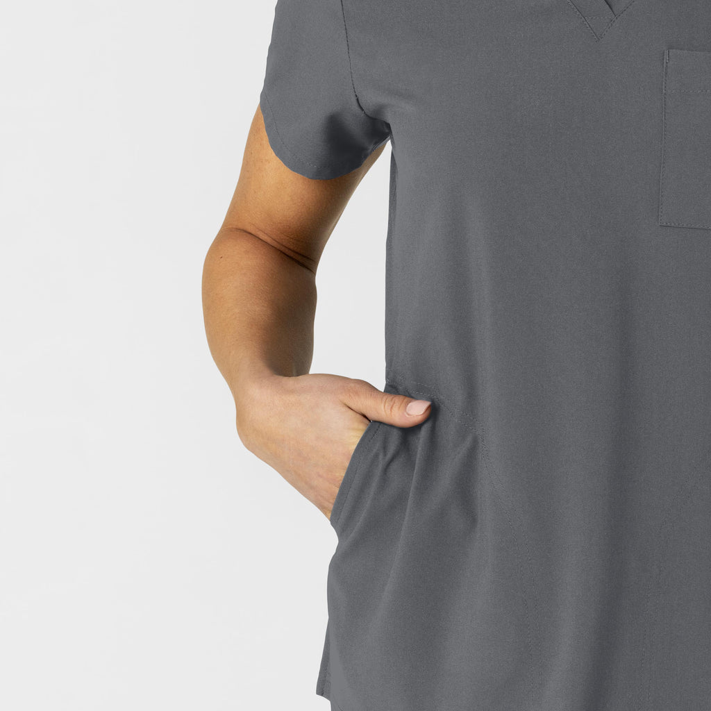 W123 6045 Flex-n-Reach V-Neck Scrub Top Pewter