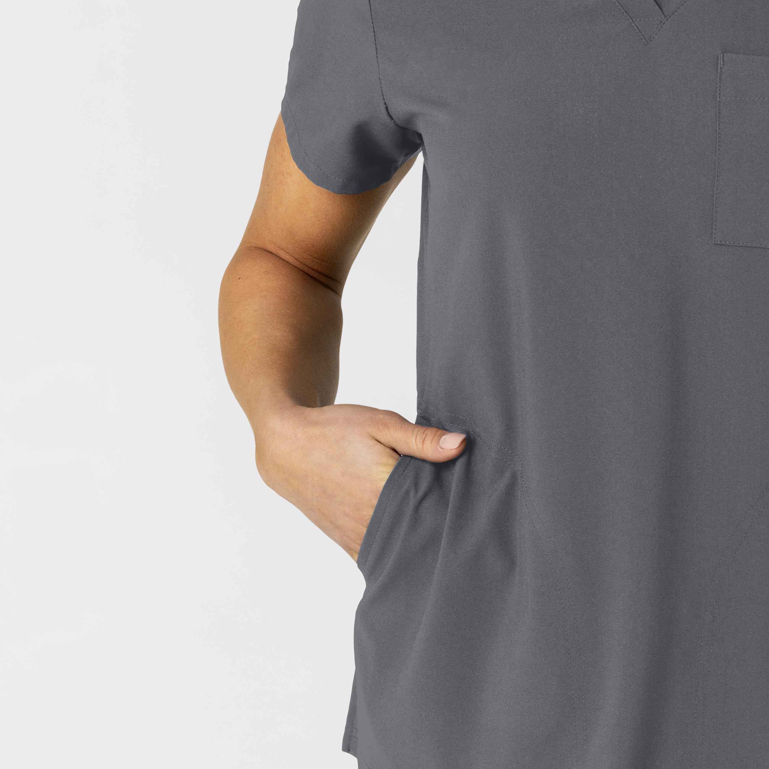 W123 6045 Flex-n-Reach V-Neck Scrub Top Pewter