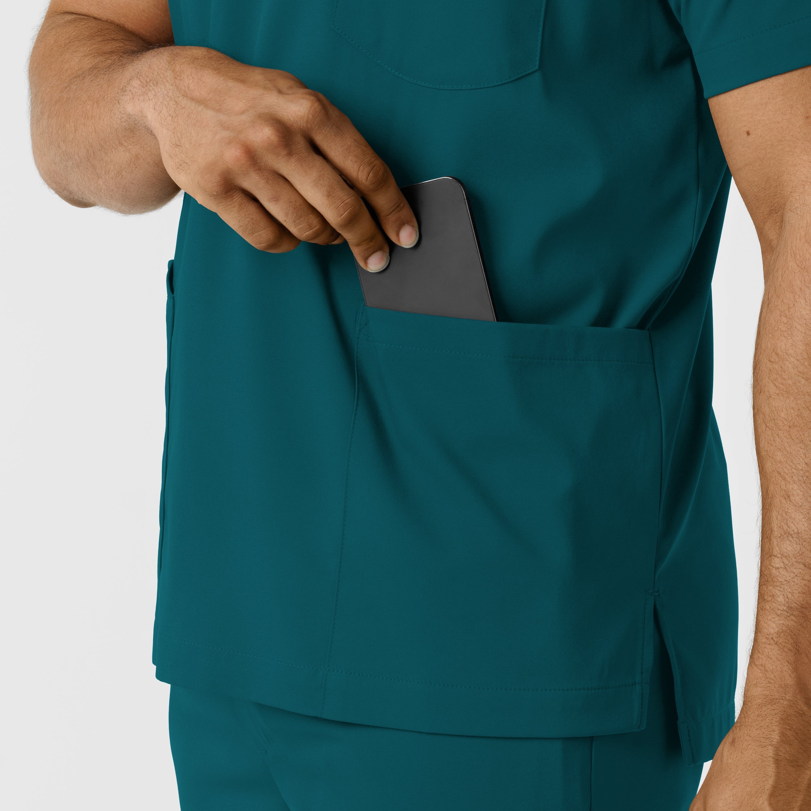 Boundless 6351 Men's Multi Pocket V-Neck Scrub Top Caribbean