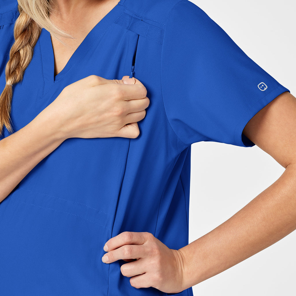 W123 4555 Maternity V-Neck Scrub Top Royal
