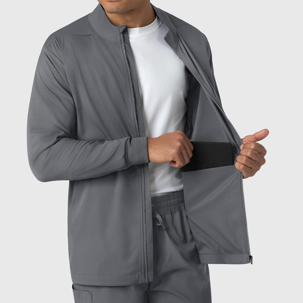 Boundless 8351 Men's Warm Up Scrub Jacket Pewter