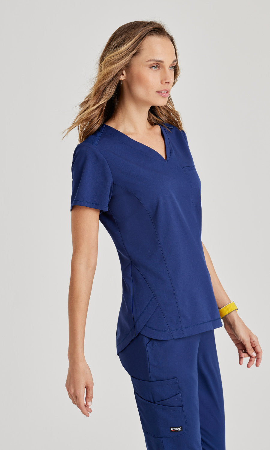 Grey's Anatomy Stretch GRST136 Capri Tuck-in Scrub Top Indigo
