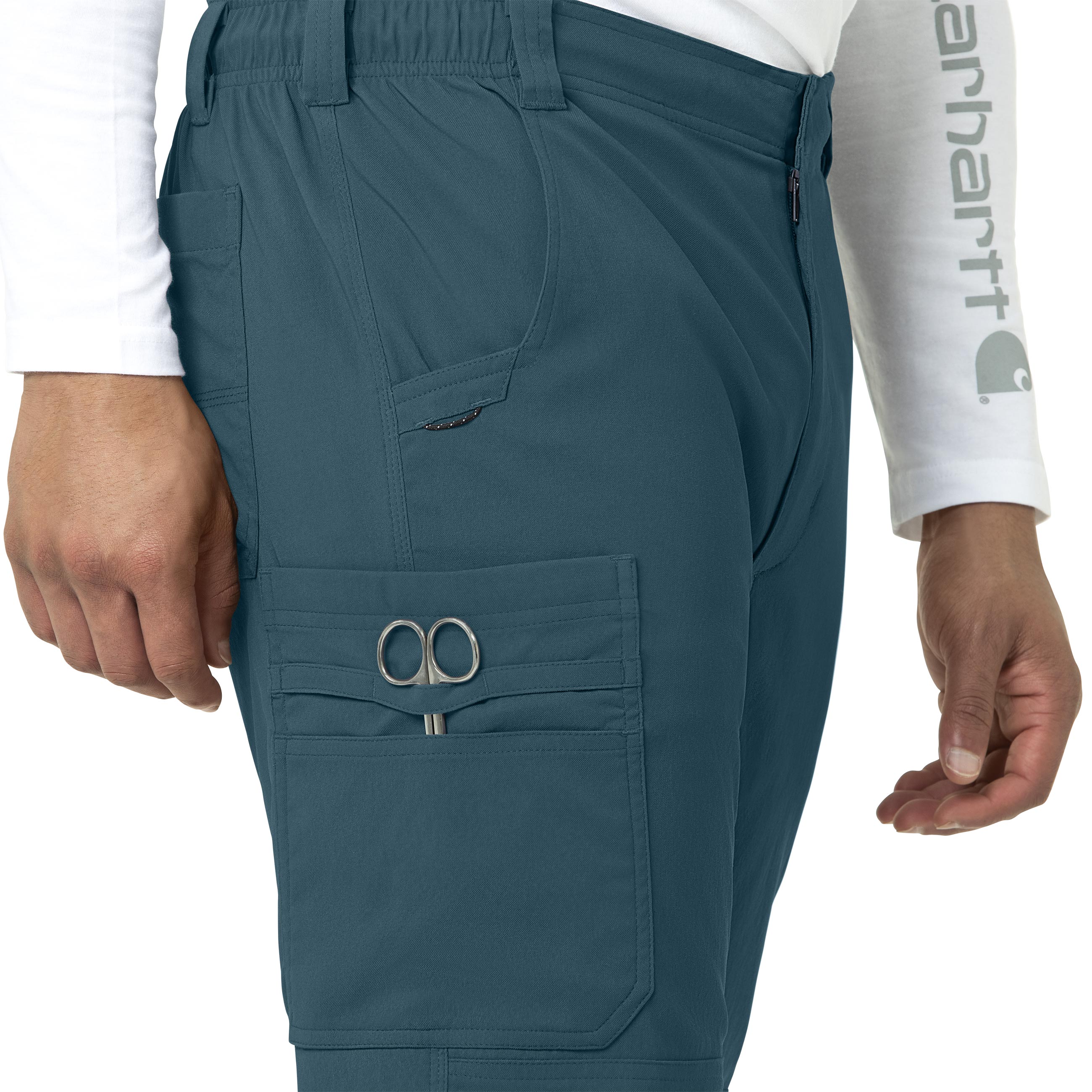 Rugged Flex Peak C55037 Men's Straight Leg Cargo Scrub Pants Caribbean Blue