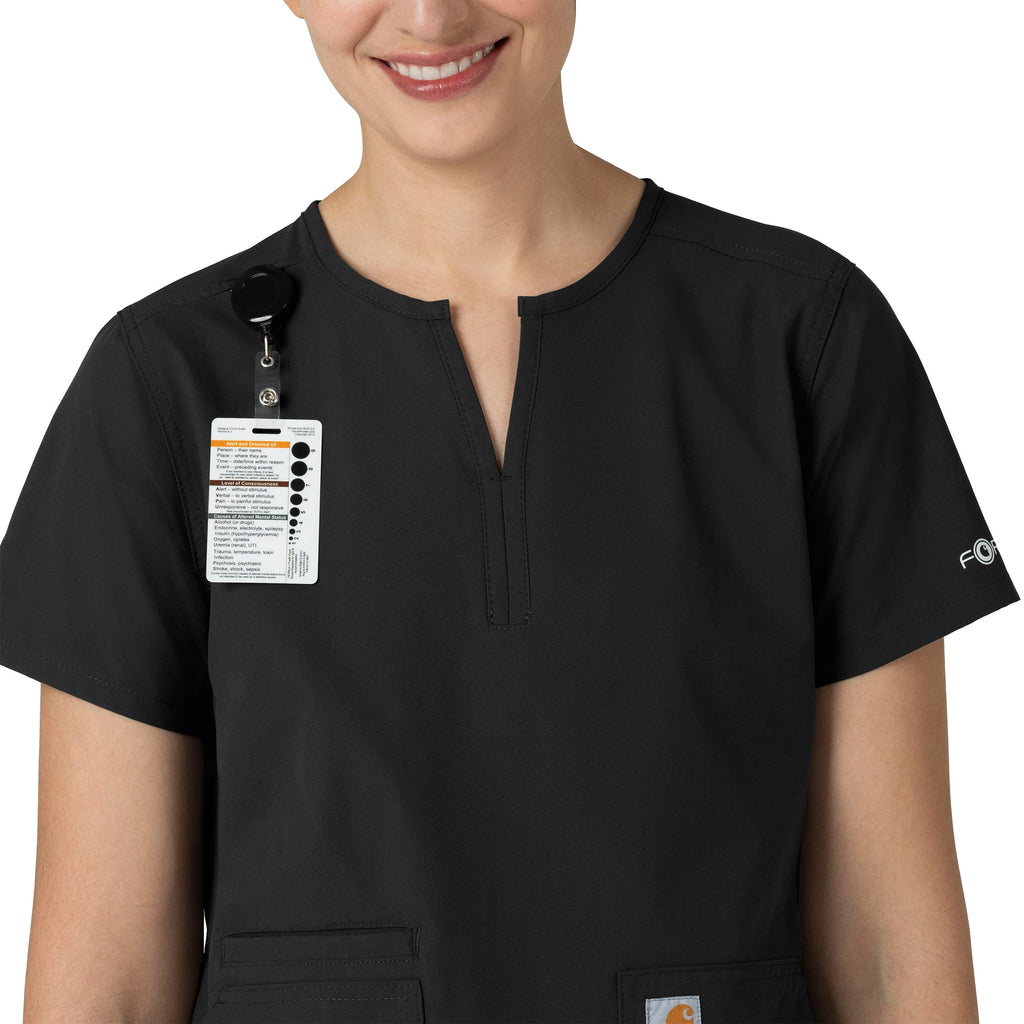 Force Essentials C12213 Notch Neck Tunic Scrub Top Black