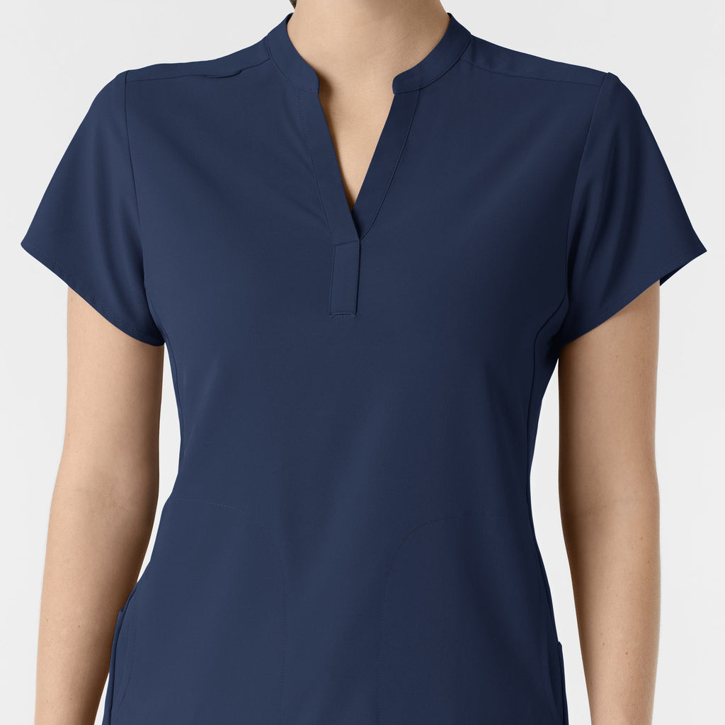 RENEW 6734 Mandarin Collar Scrub Top Navy