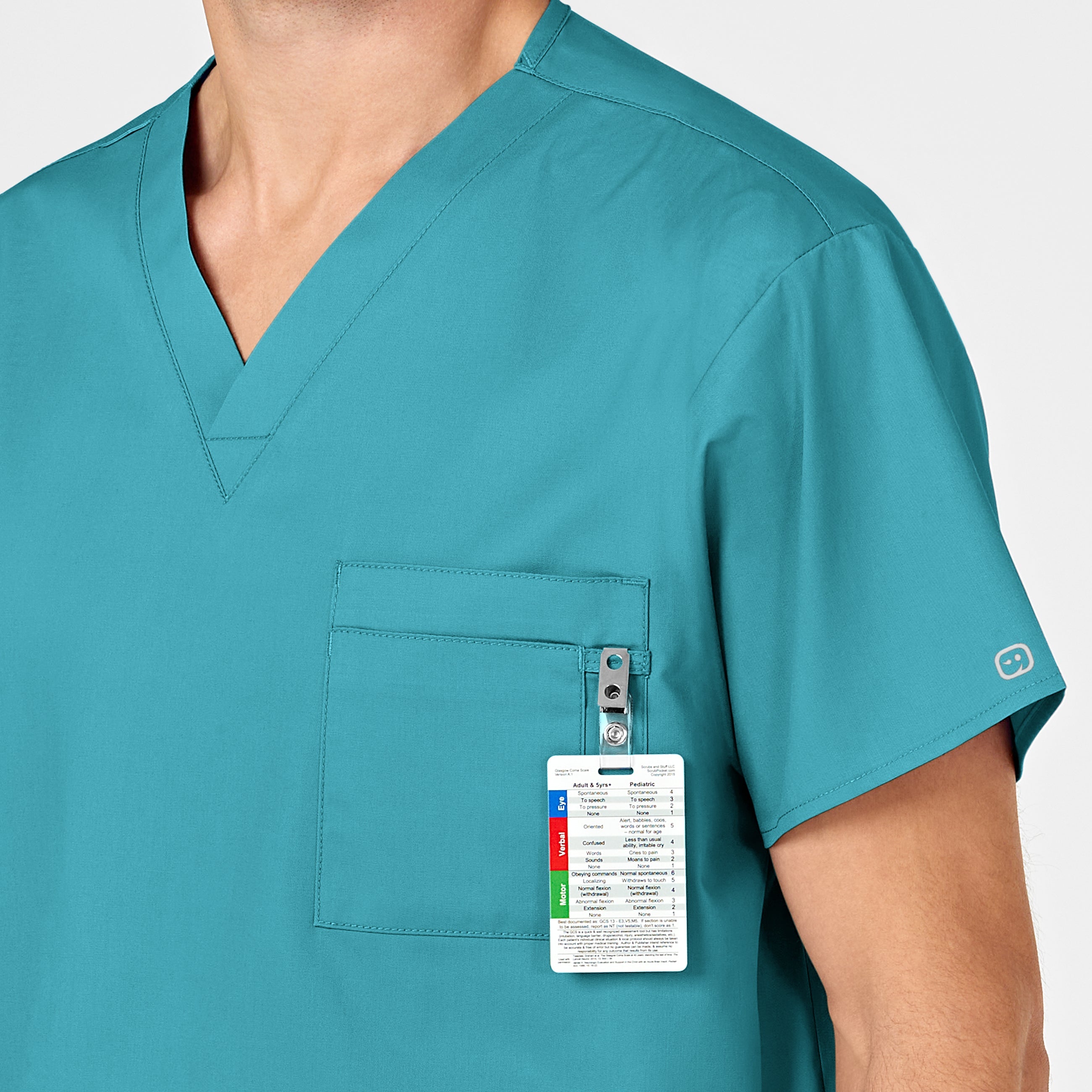 WonderWORK 100 Unisex V-Neck Scrub Top Teal Blue