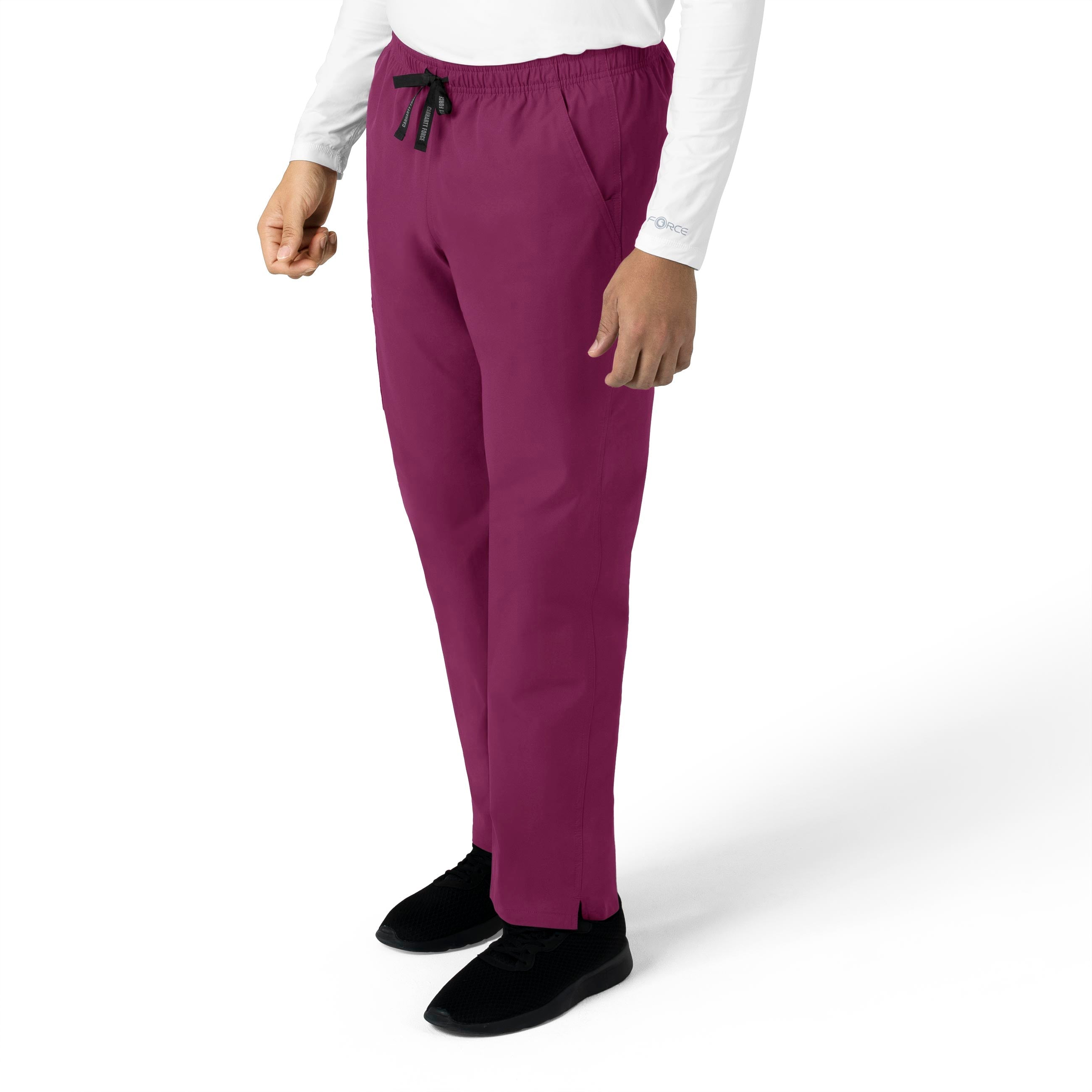 Force Essentials C55013 Unisex Elastic Waist Cargo Scrub Pants Wine