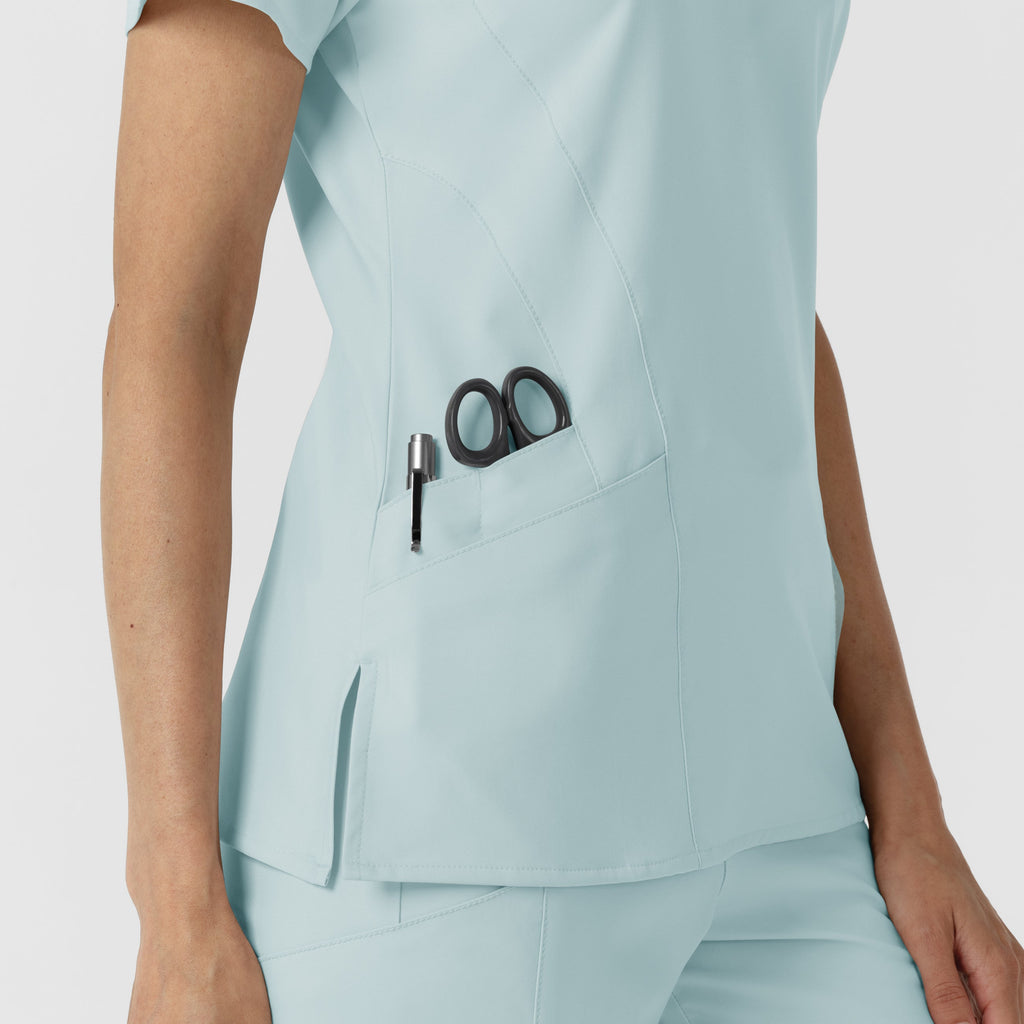 W123 6155 Stylized V-Neck Scrub Top Sky Blue