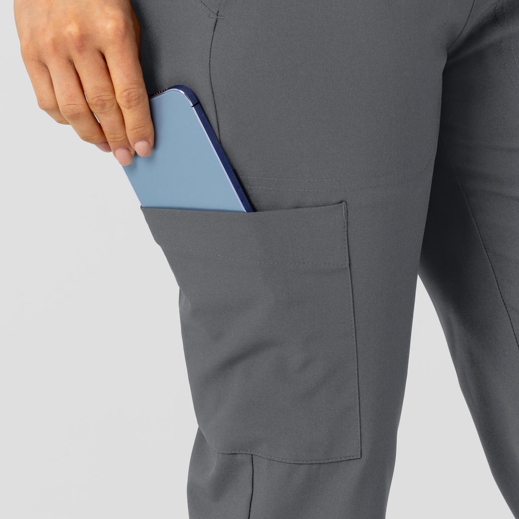 W123 5045 Flex-n-Reach Track Scrub Pants Pewter