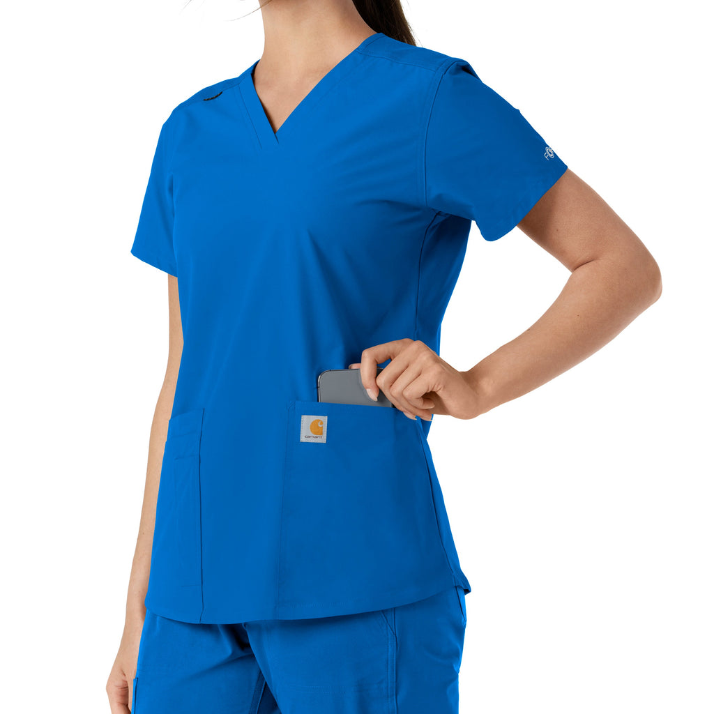 Force Essentials C12313 V-Neck Knit Panel Scrub Top Royal