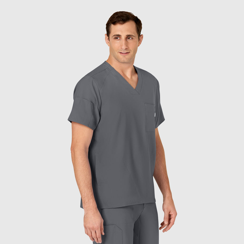 W123 6355 Men's V-Neck Scrub Top Pewter