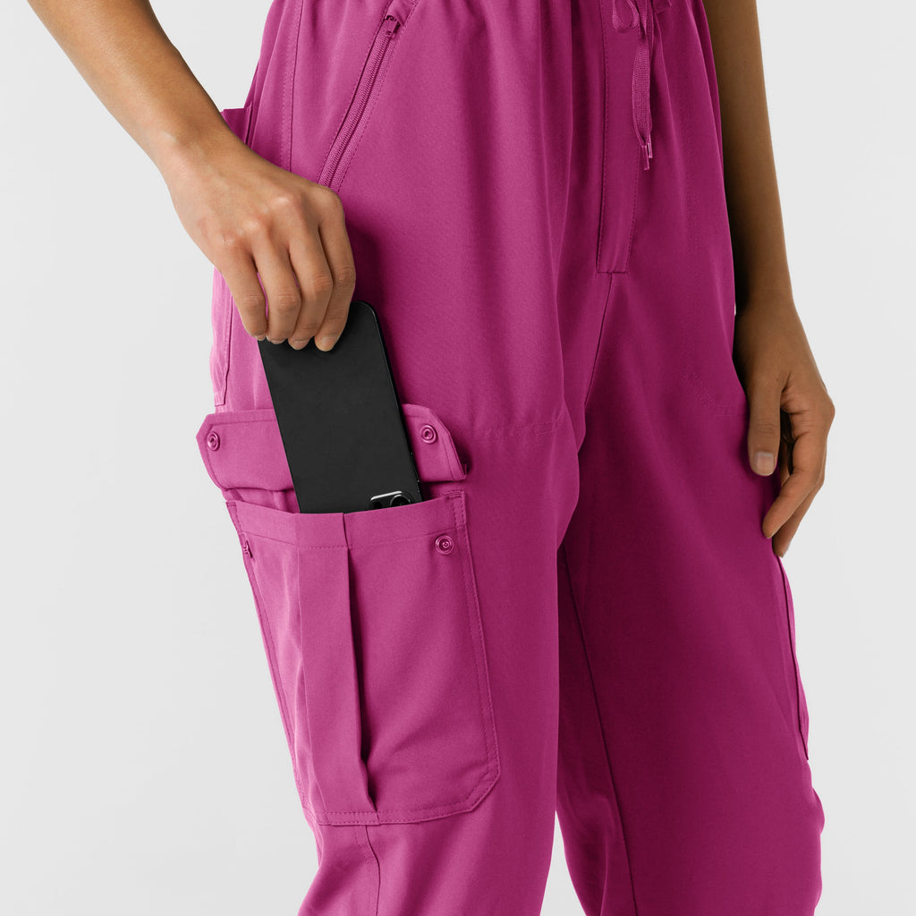 RENEW 3234 Cargo Jogger Scrub Jumpsuit Raspberry