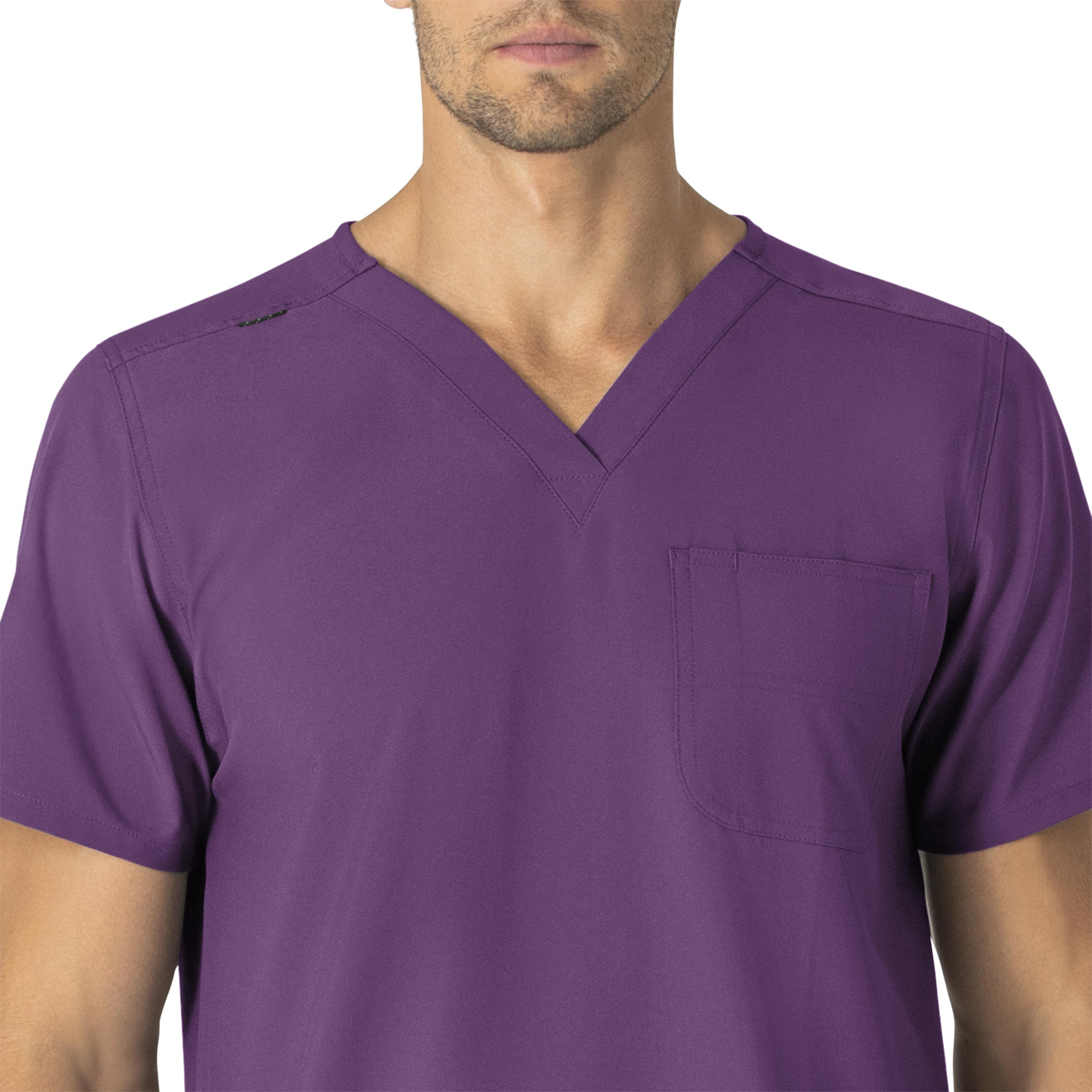 Force Essentials C15013 Unisex V-Neck 6-Pocket Scrub Top Eggplant