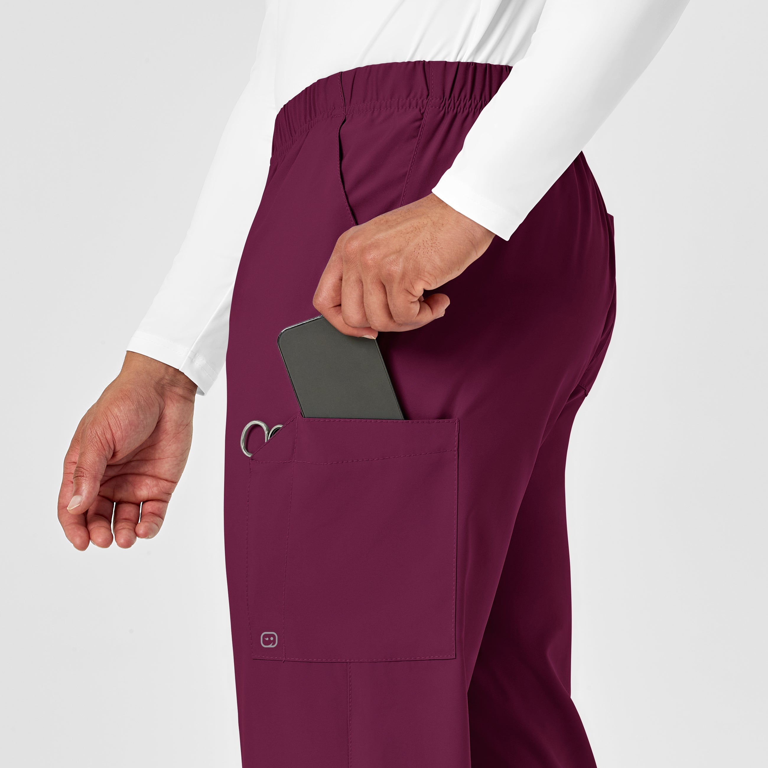 W123 5855 Unisex Multi-Cargo Scrub Pants Wine