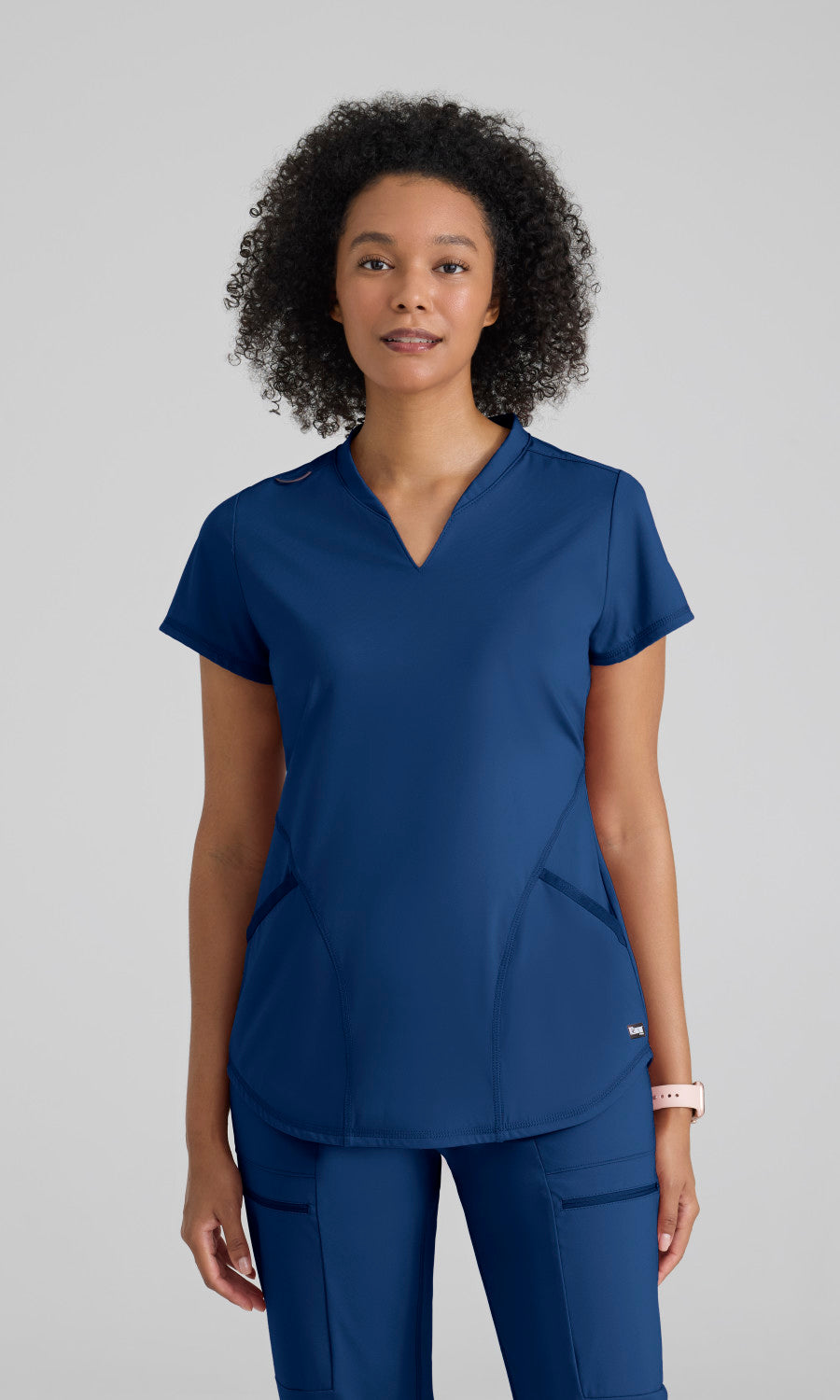 Grey's Anatomy Knits GRST249 Define Knit Scrub Top Indigo