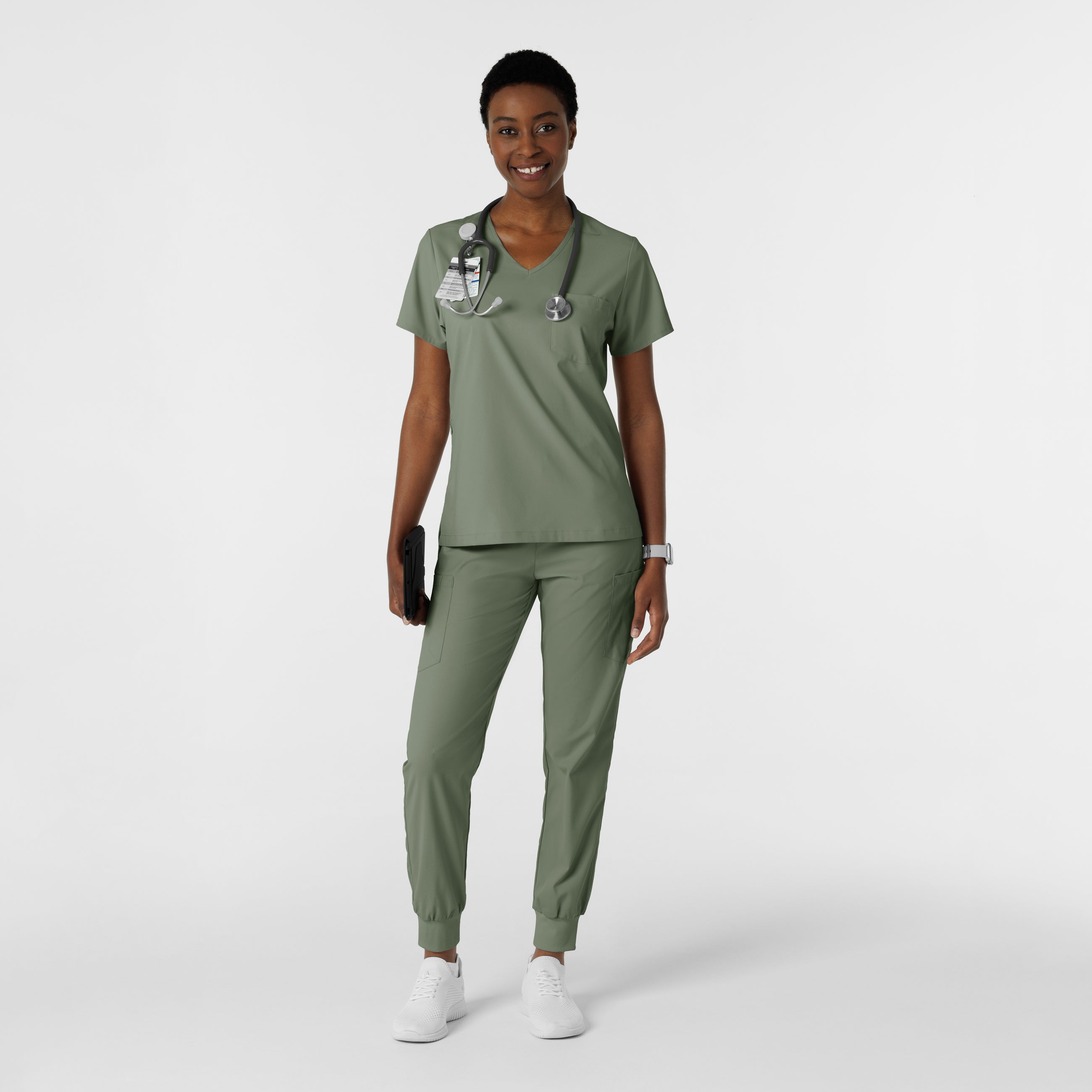 Boundless 6151 Tuck-In Scrub Top Sage