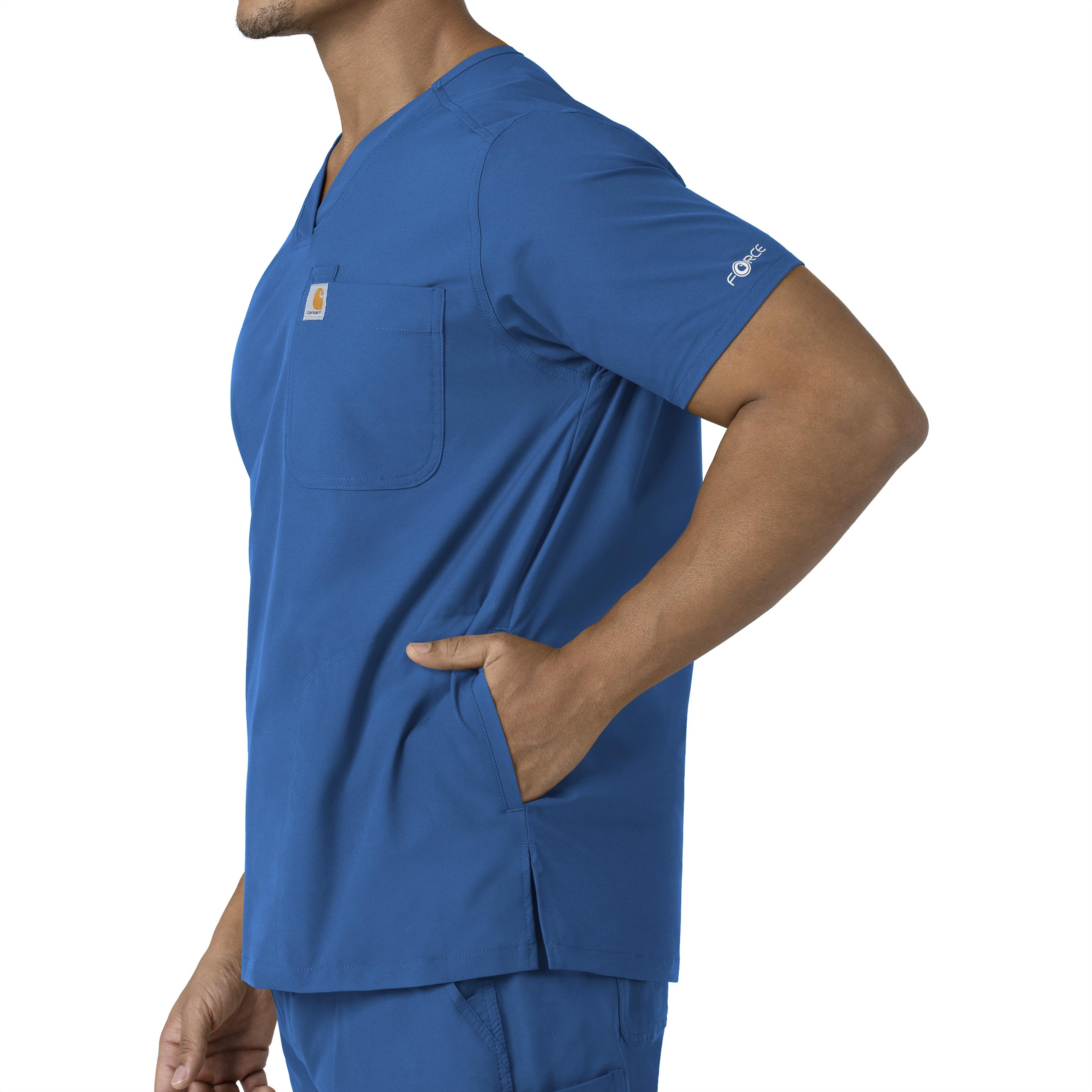 Force Essentials C16113 Men's V-Neck Shirttail Scrub Top Royal