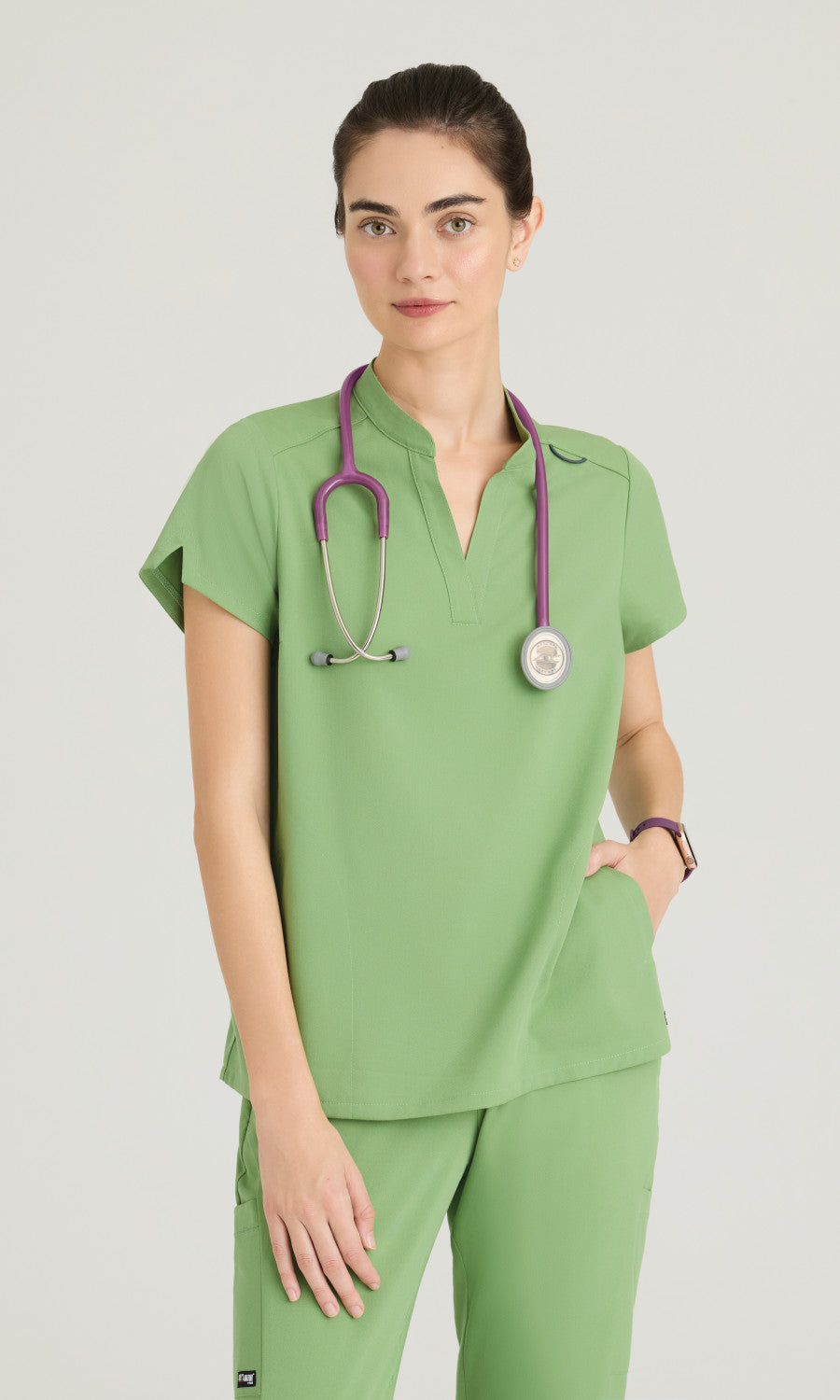 Grey's Anatomy Spandex Stretch GRST230 Avery Top Sweet Basil