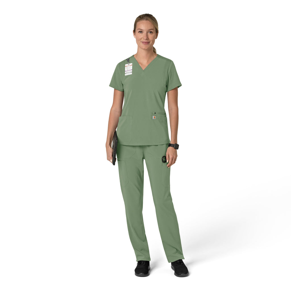 Force Cross-Flex C13210 Women's Flex Panel V-Neck Scrub Top Green Slate