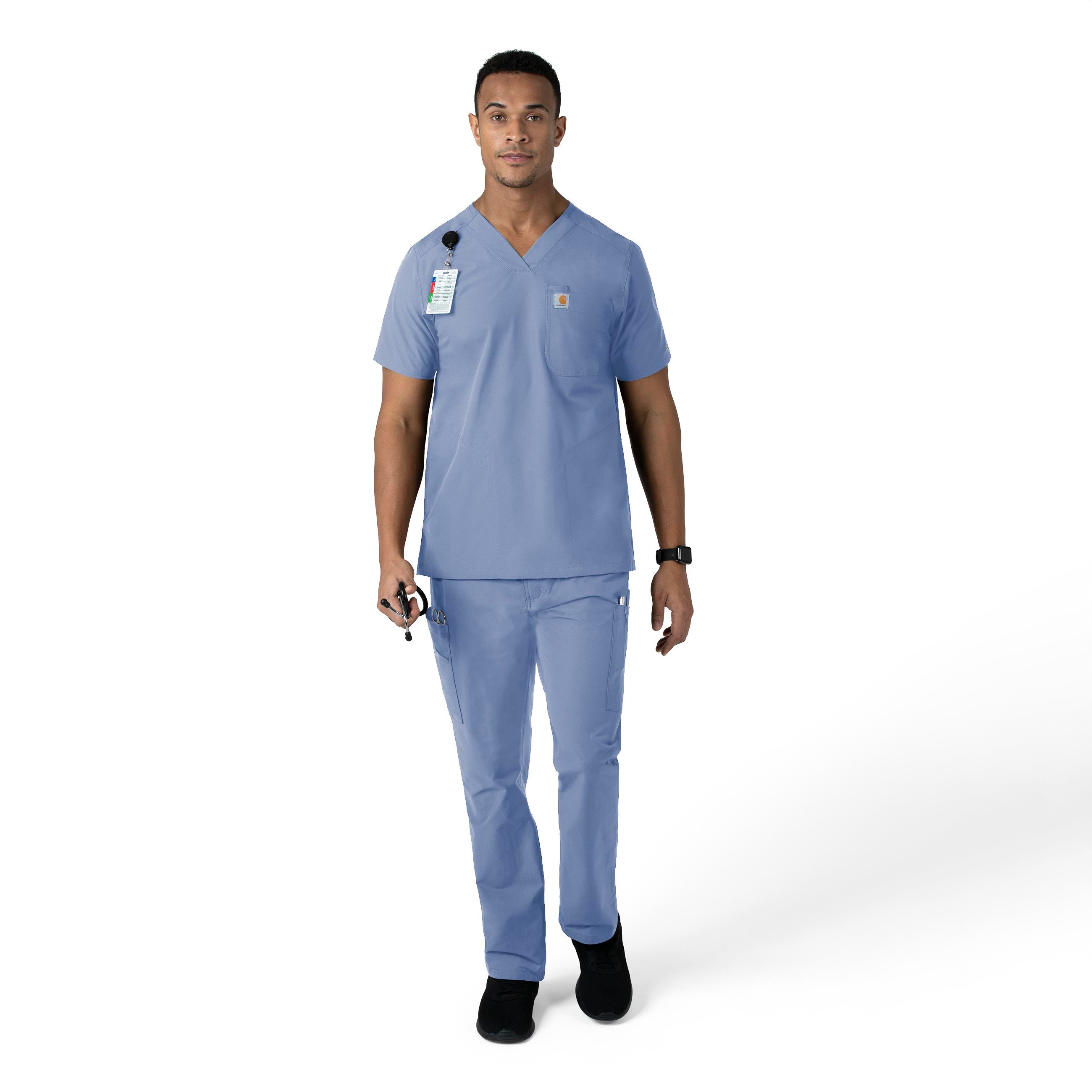 Force Essentials C56113 Men's Straight Leg Cargo Scrub Pants Ceil Blue