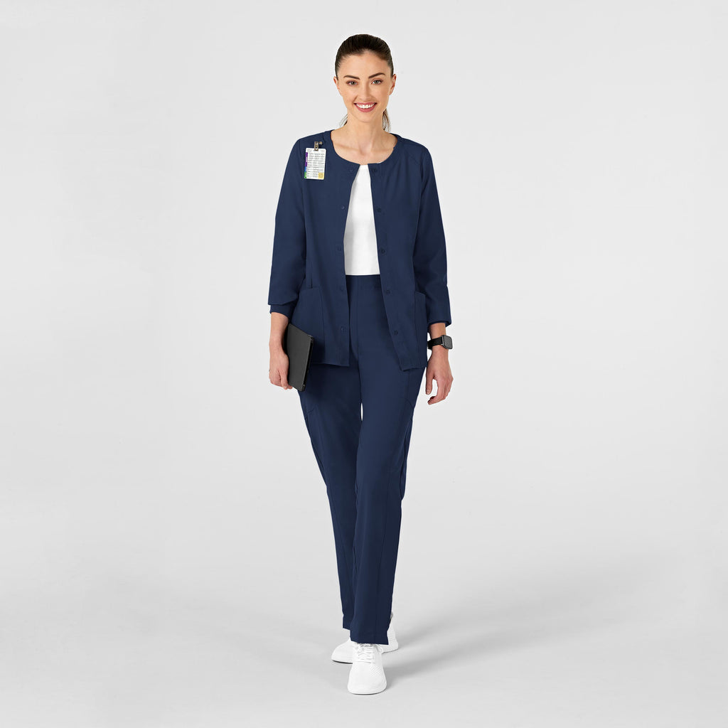 W123 8155 Crew Neck Warm Up Jacket Navy
