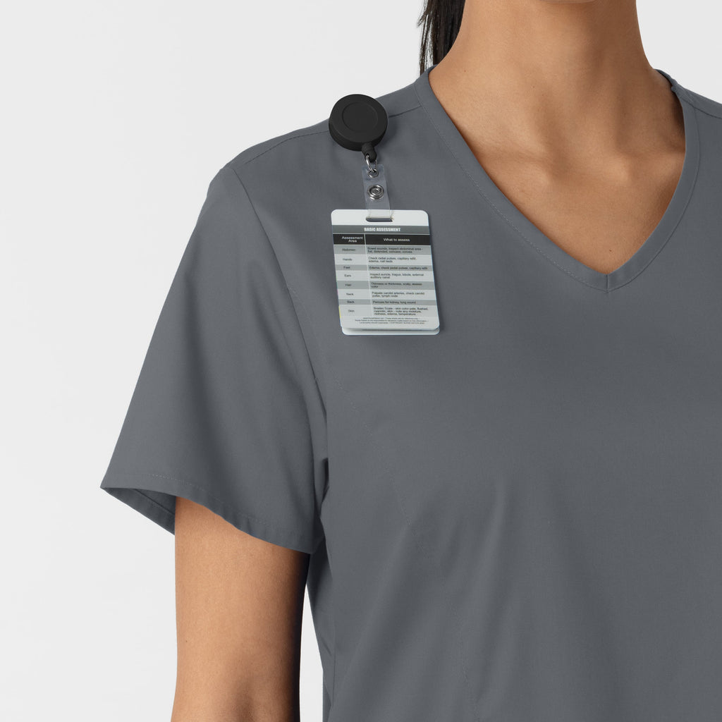 WonderWORK 106 Curved V-Neck Scrub Top Pewter
