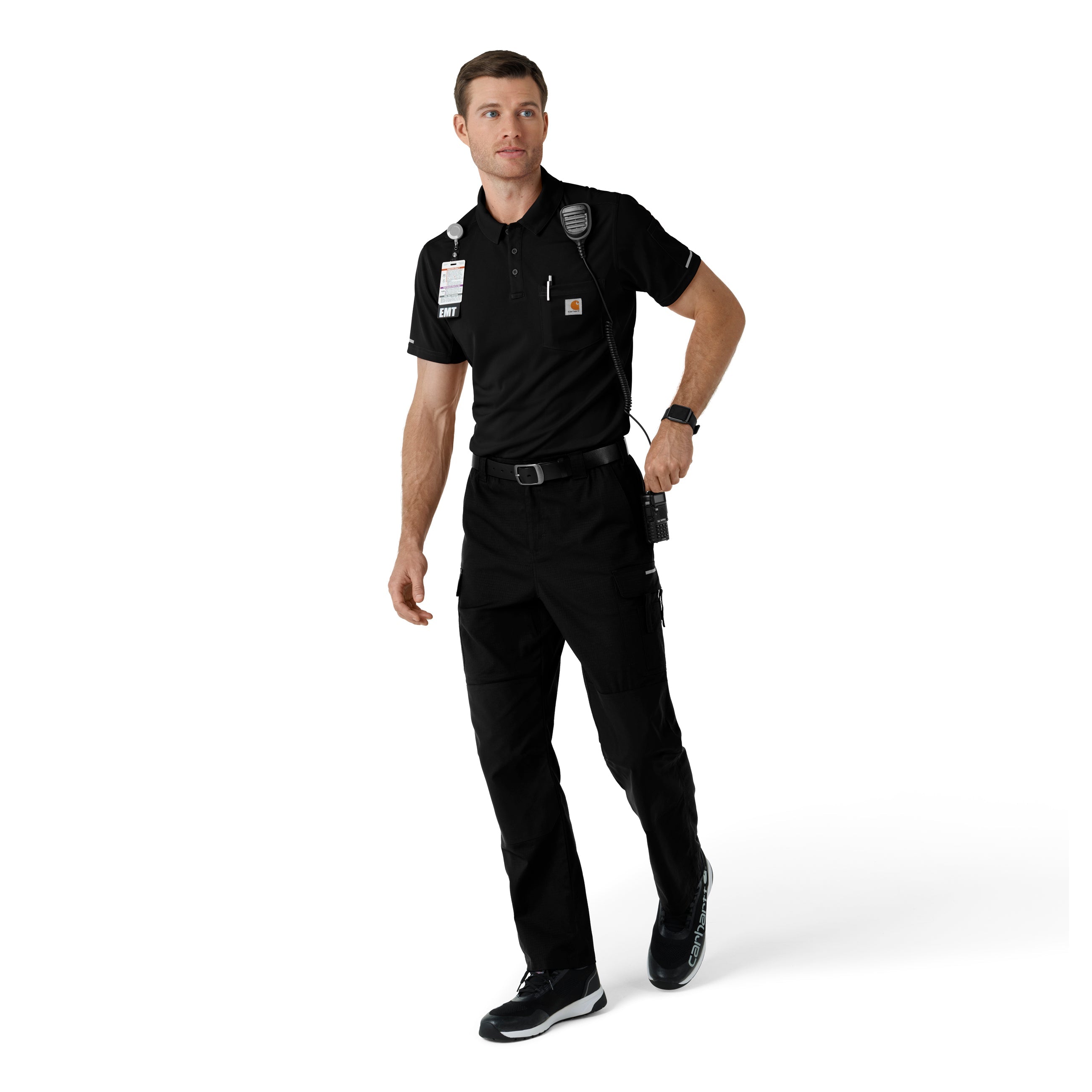 Rugged Flex C16119 Men's Lightweight Short Sleeve Polo Scrub Top Black