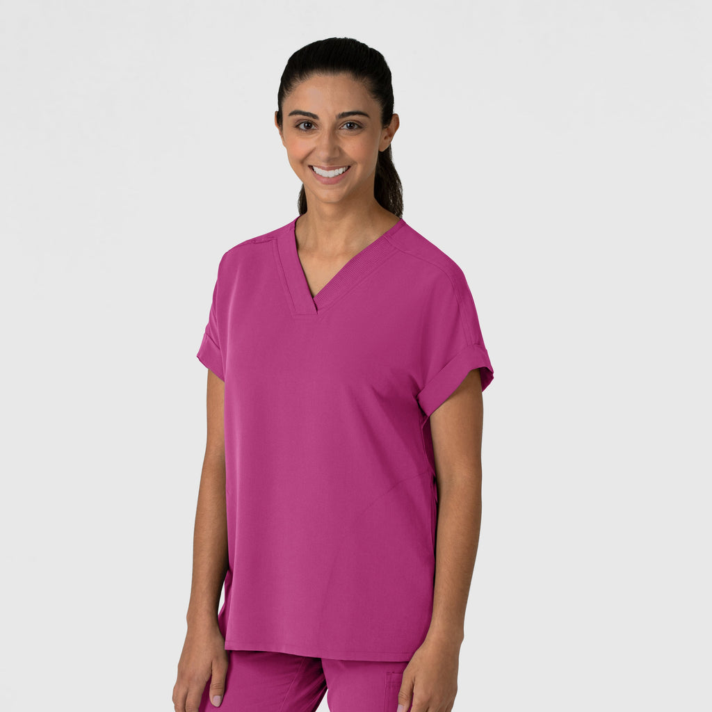 Nova 6232 Drop Shoulder Boxy Scrub Top Raspberry