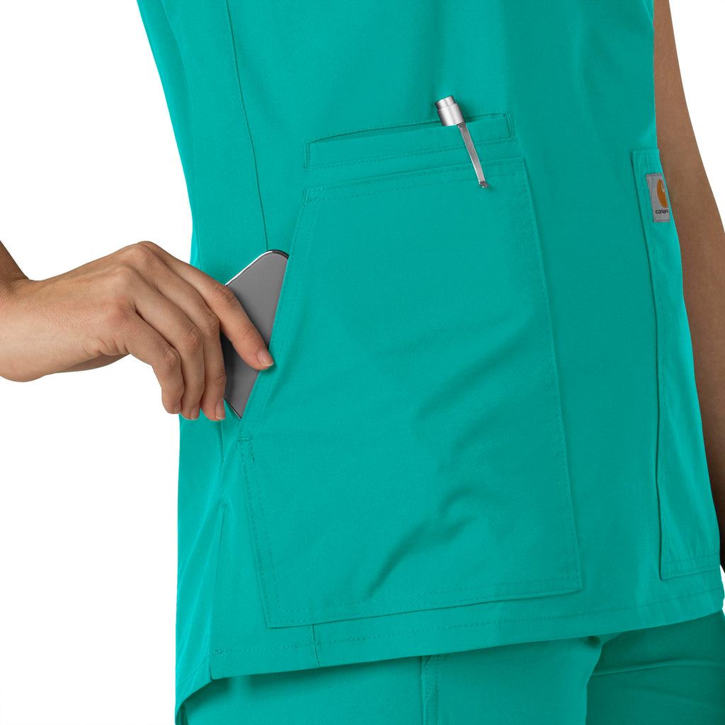 Force Essentials C12213 Notch Neck Tunic Scrub Top Teal Blue