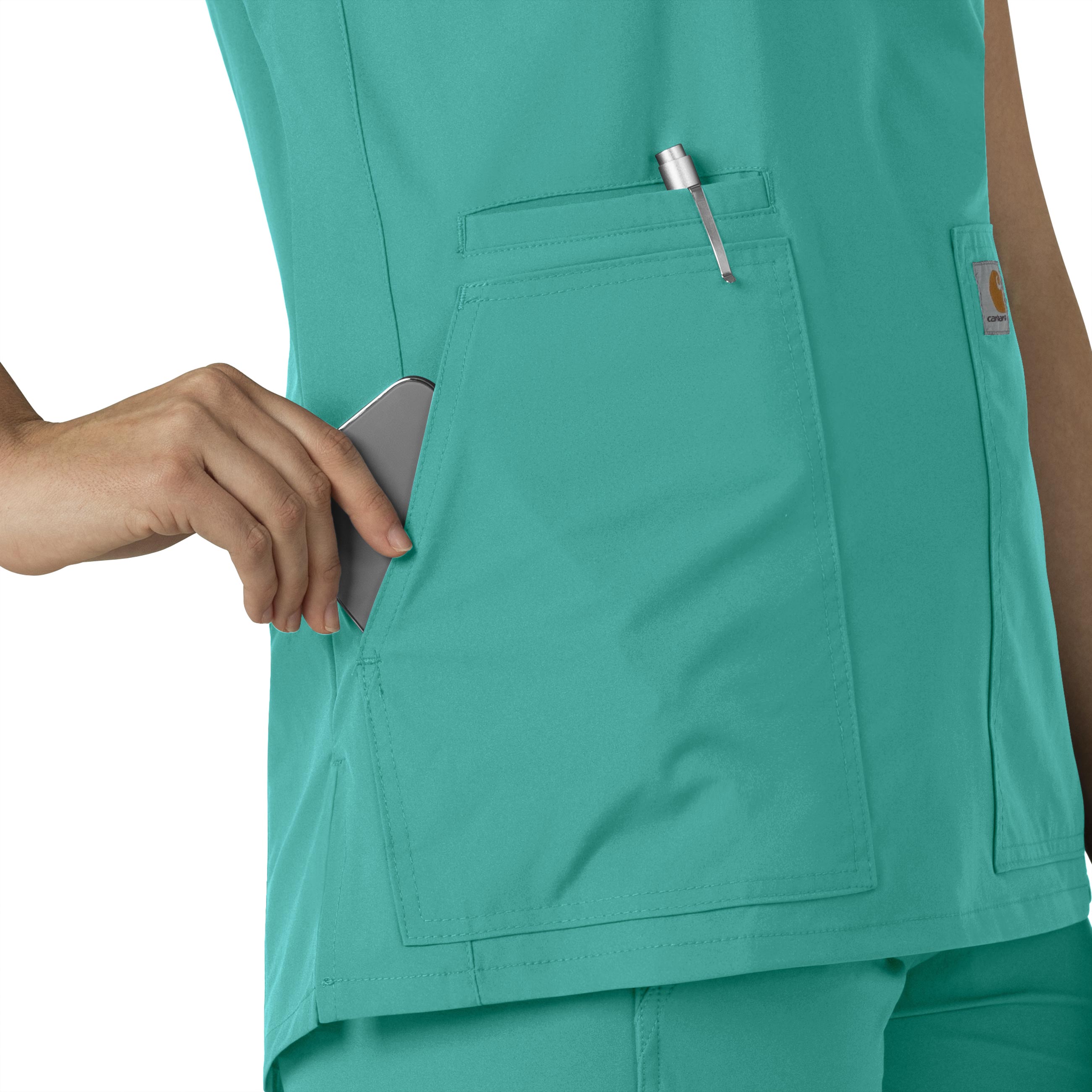 Force Essentials C12213 Notch Neck Tunic Scrub Top Teal Blue